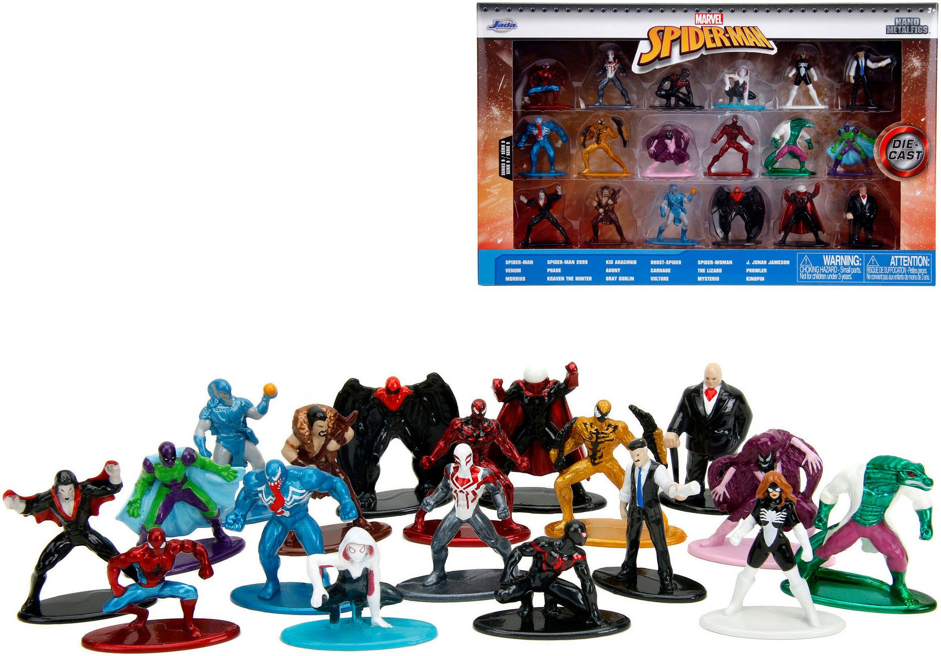 JADA Spielfigur Marvel, Spiderman, Multi Pack Nano Metalfigs, Serie 9, DIE-CAST
