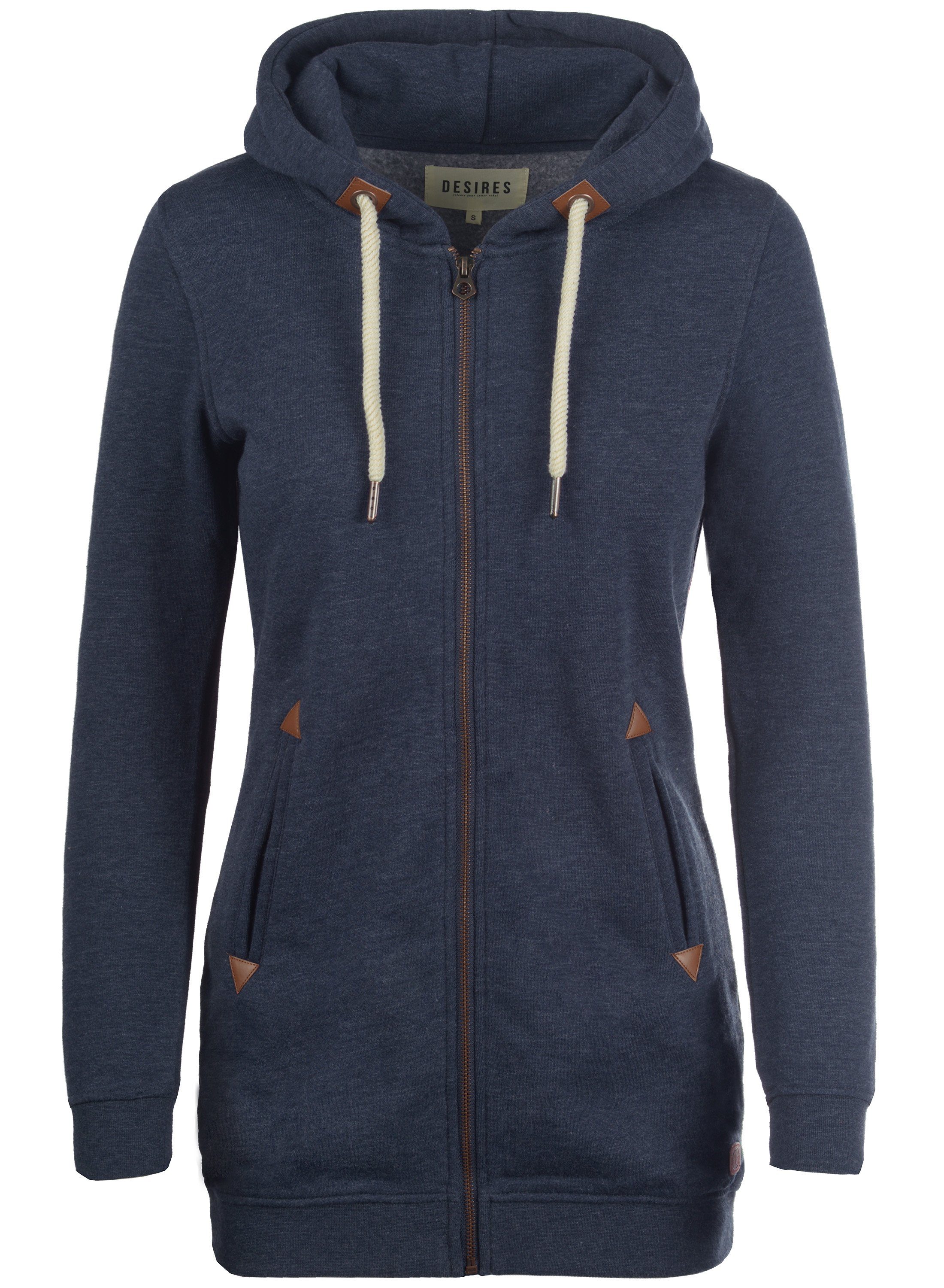 DESIRES Sweatjacke Vicky Straight-Zip Sweatshirtjacke lang geschnitten