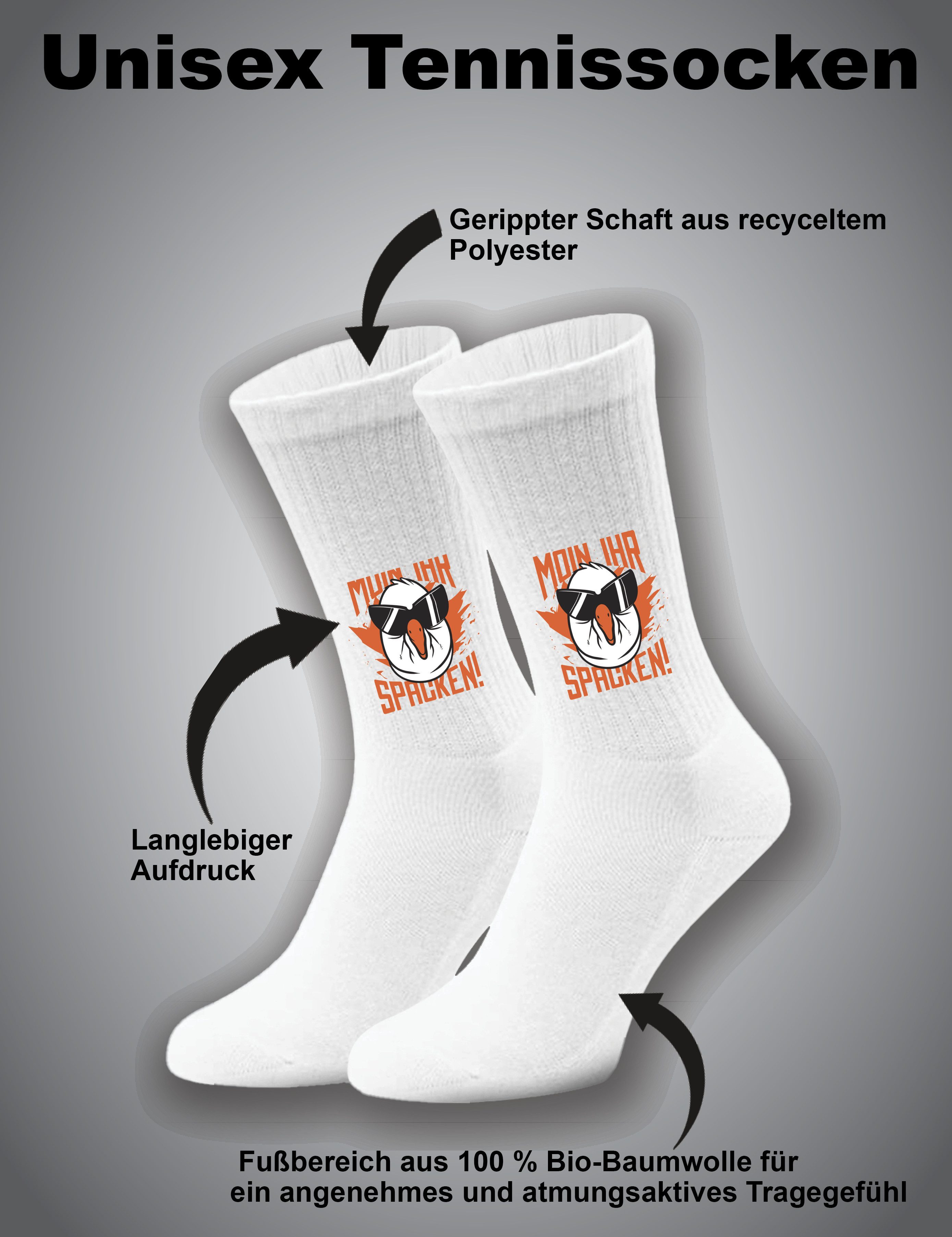 Youth Designz Tennissocken Unisex Socken "Moin Ihr Spacken" Aufdruck lustig Geschenk Statement mit verstärkter Verse und Zehenbereich