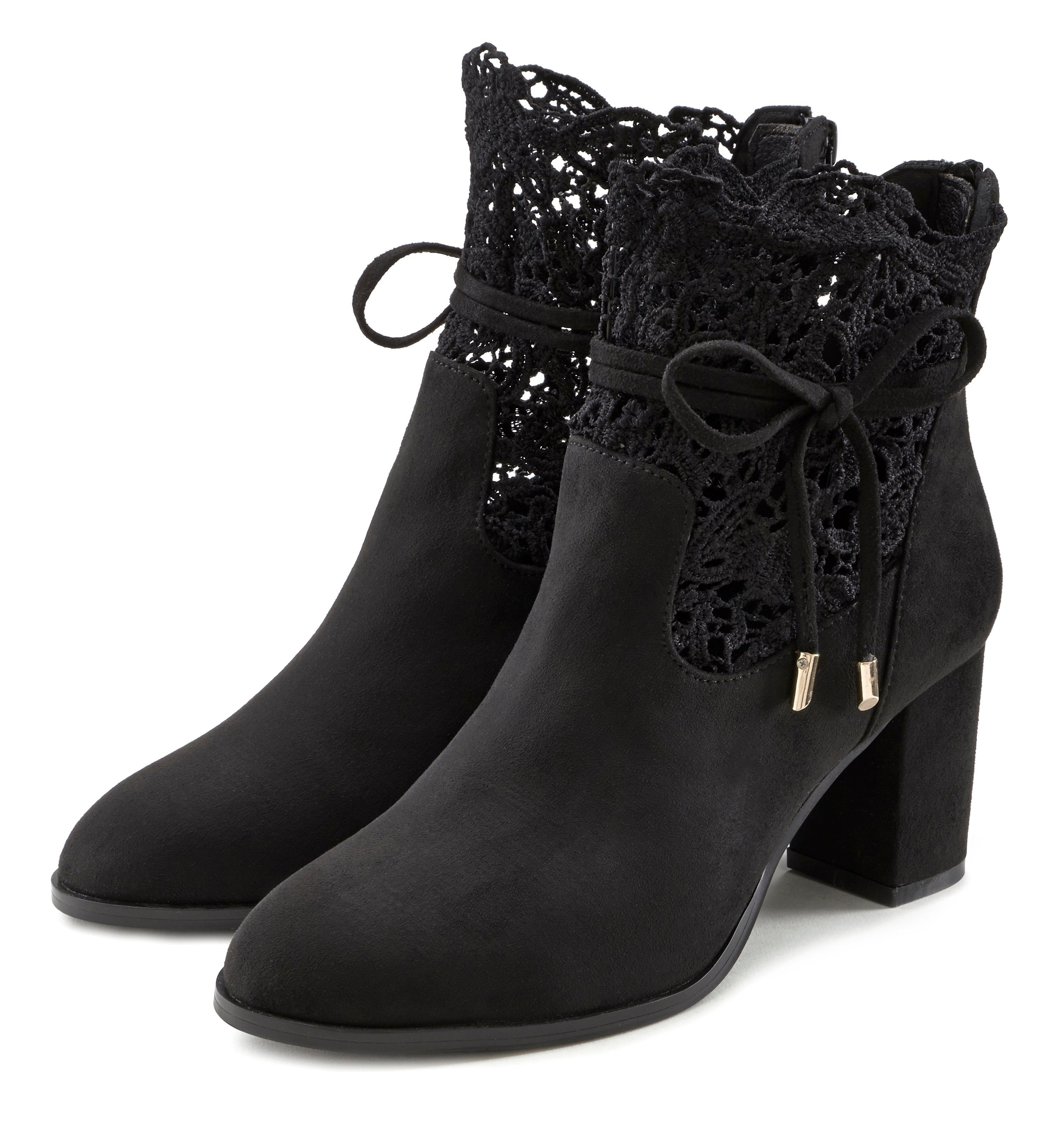 LASCANA High-Heel-Stiefelette mit modischer Spitze und bequemen Blockabsatz, Ankle Boot, Чоботи