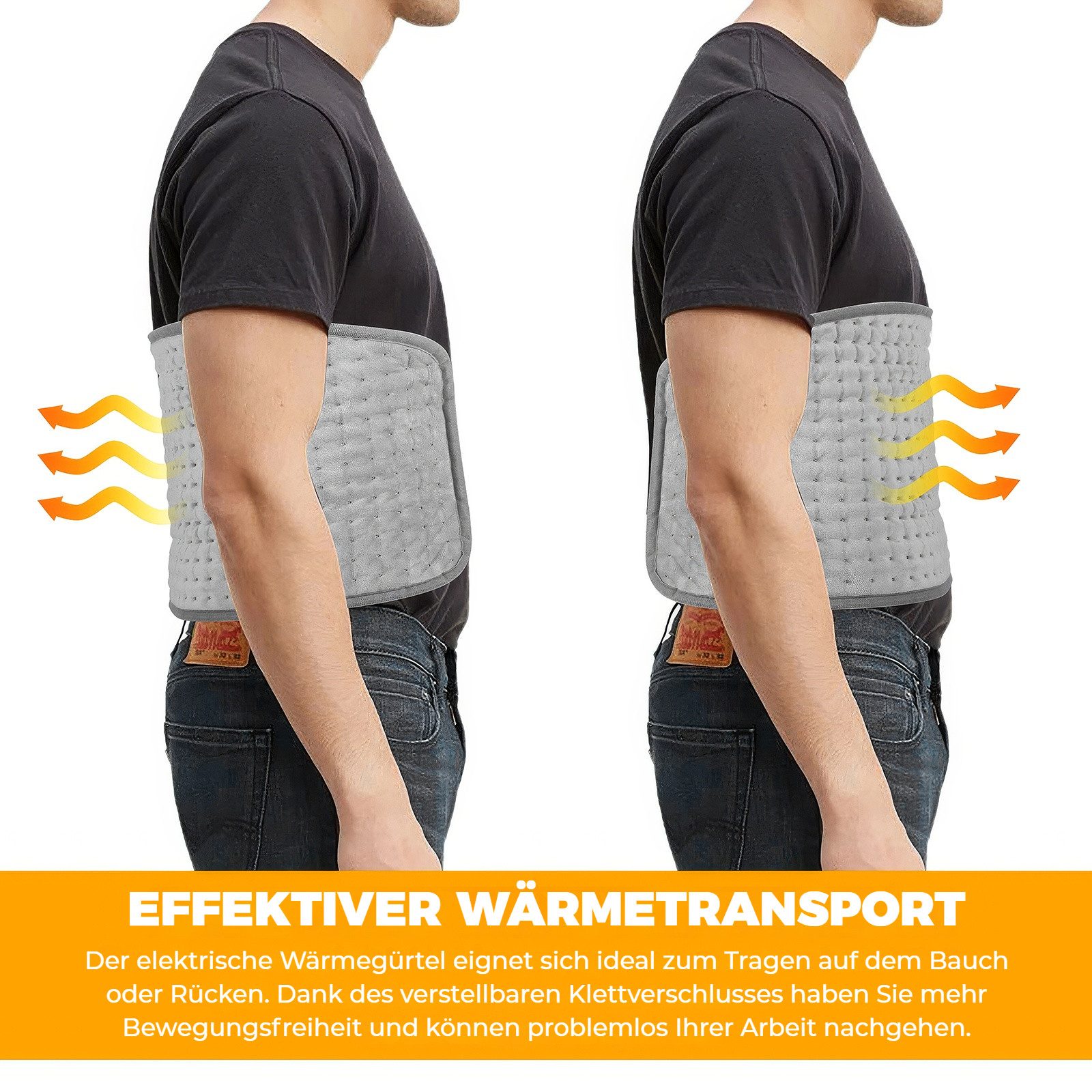 BlingBin Heizkissen Elektrisches Taille Beheiztes Kissen Mit LCD-Controller, 9 Heizstufen, 4 Timer-Einstellungen, Schnelles Aufheizen 1-tlg., 125*30cm, Wärmekissen mit Abschaltautomatik Für Rücken Bauch Schultern Bein