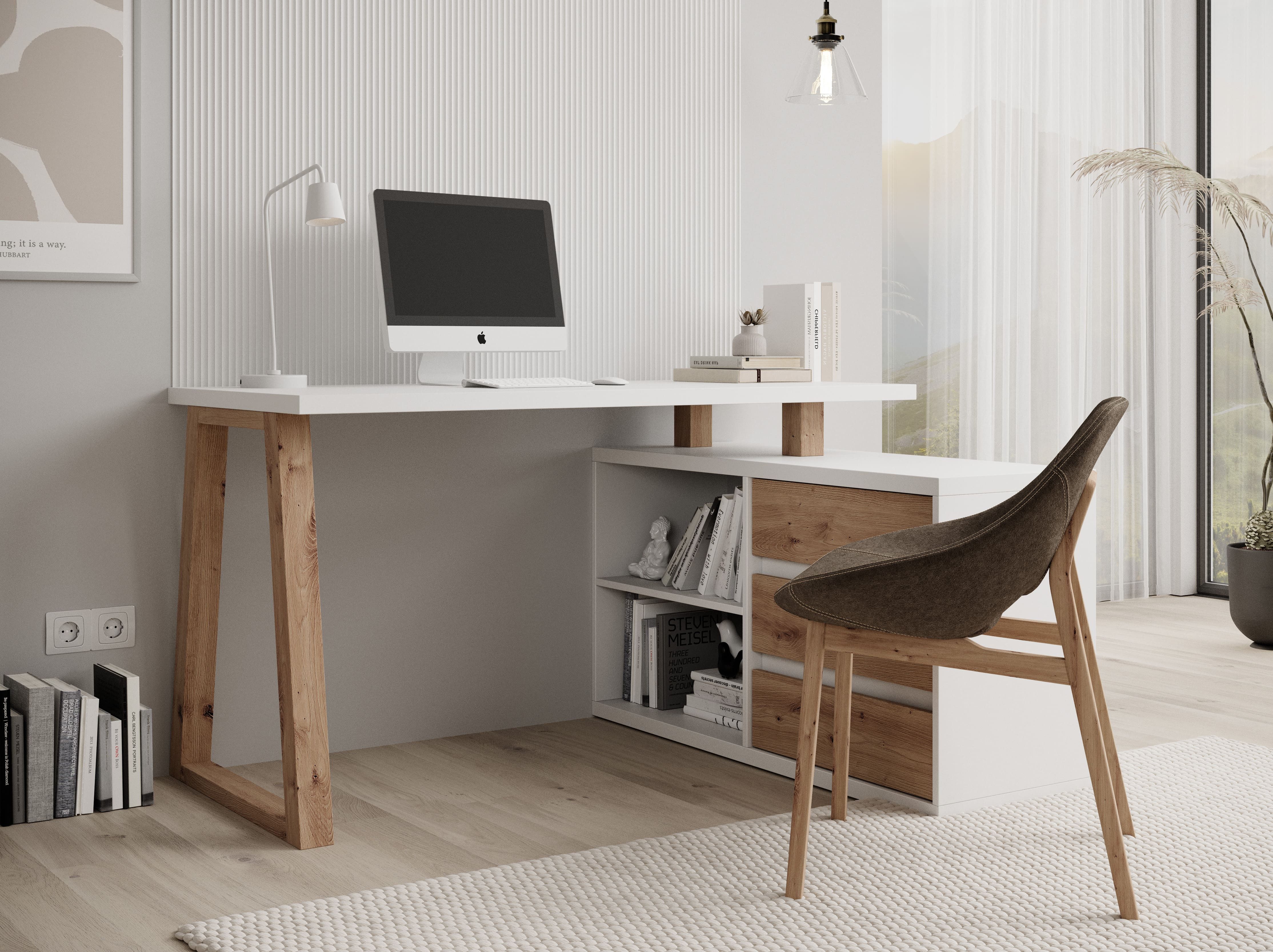 MOEBLO Eckschreibtisch WOWI (Modernes, platzsparendes Jugendzimmer- und ...