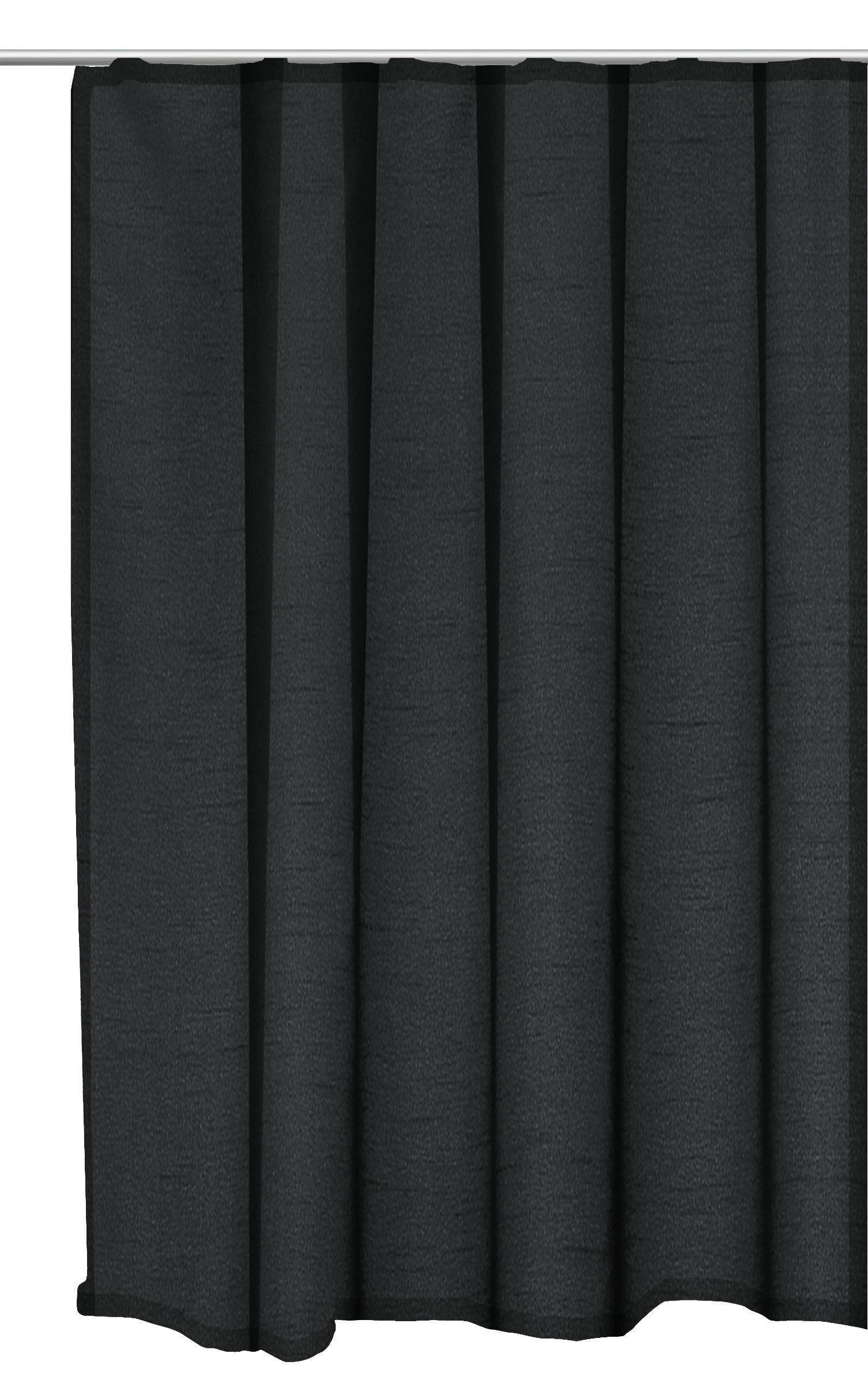 Gardine Vorhang Kräuselband Seidenglanz halbtransparent Dekoschal Gardine, Haus und Deko, Kräuselband (1 St), halbtransparent, Polyester Schwarz