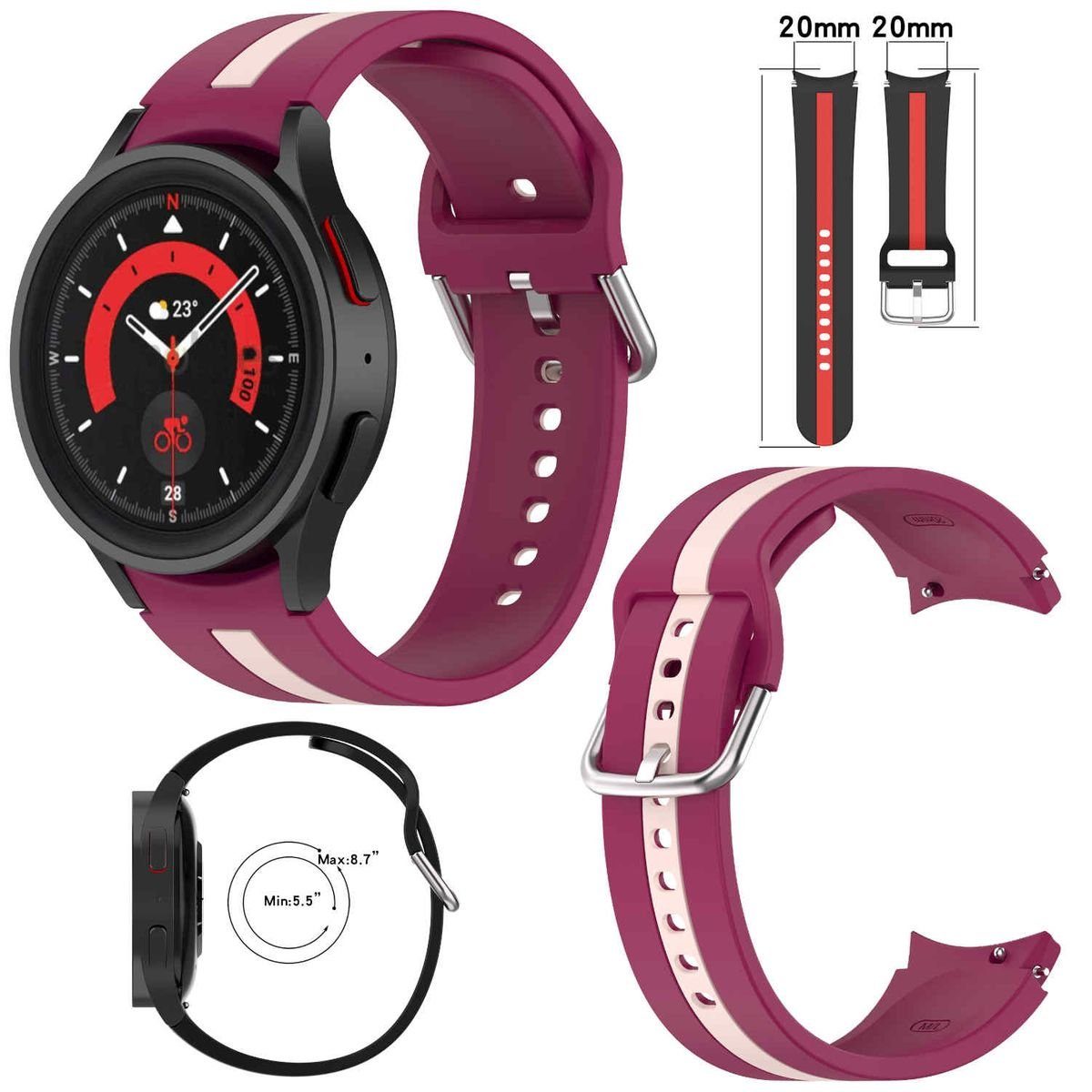 Wigento Smartwatch-Armband Für Samsung Galaxy Watch FE 6 5 4 Normal Pro Cla günstig online kaufen