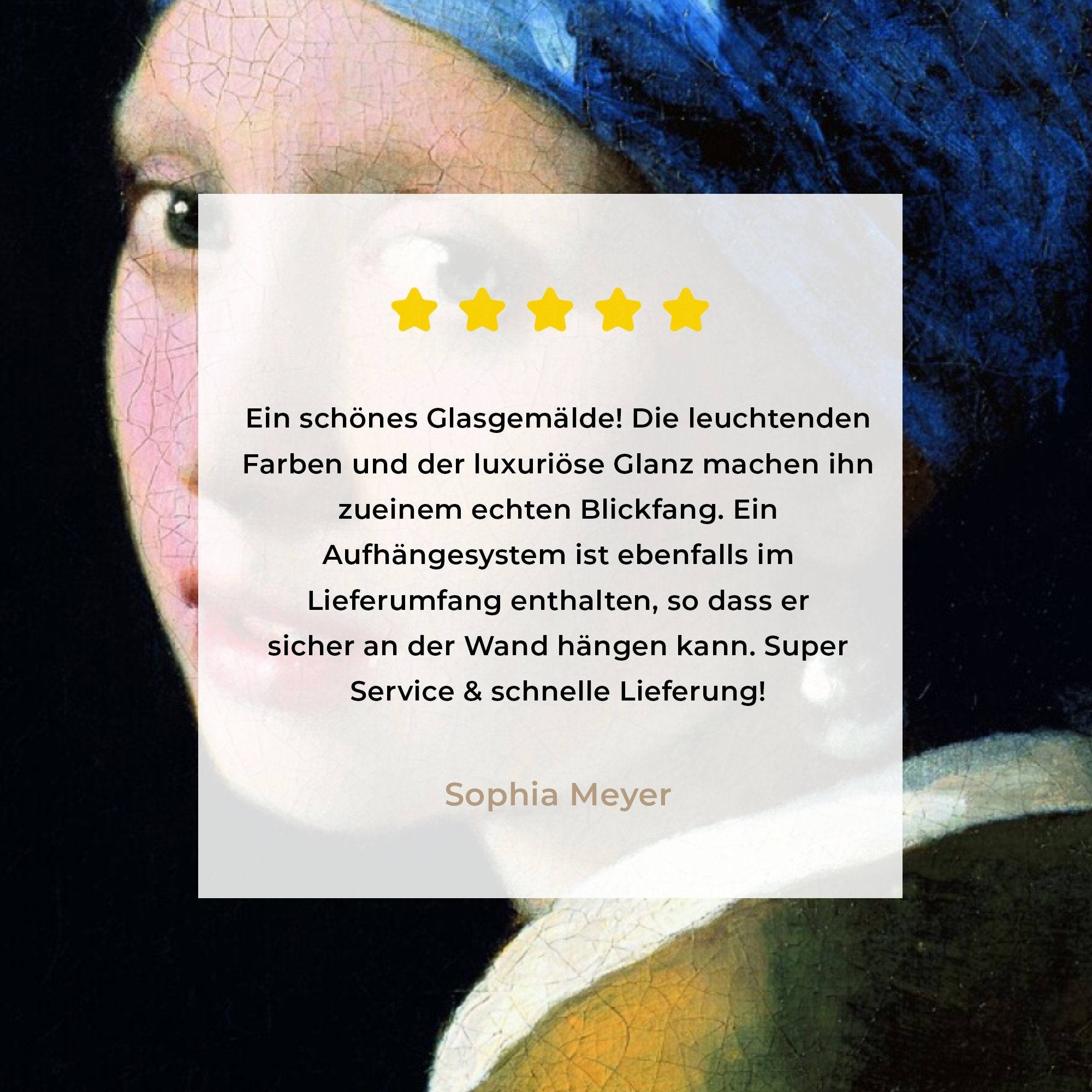dem (1 Glas Glas MuchoWow bunt Mädchen mit Foto Das - Vermeer, auf - St), Bilder auf - Glasbilder - Wanddekoration Acrylglasbild Wandbild Perlenohrring Johannes