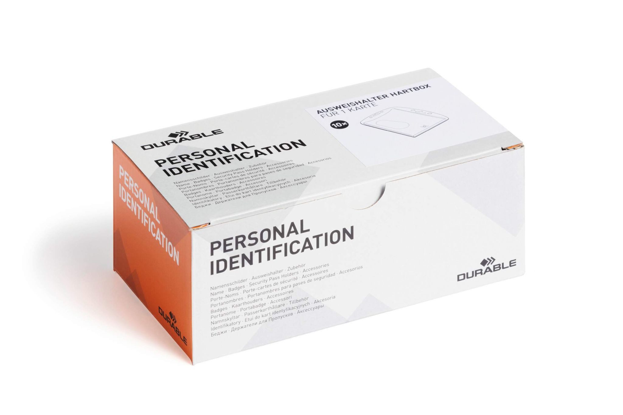 DURABLE Etikett Durable Namensschild 54x85mm 10St tr Hartboxwie 8005 ohne Clip