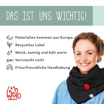 Wishproject® Dreieckstuch Blau mit Weißen Punkten, XXL Schal, Loopschal, Rundschal, Kapuzenschal, Hergestellt in Deutschland, Hochwertige Materialien