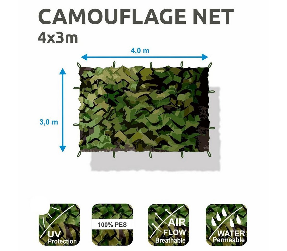 Thumbnail - yourGEAR Sonnensegel yourGEAR Tarnnetz Camouflage 3 x 4 Meter Armee Netz Tarnung Jagd Wald