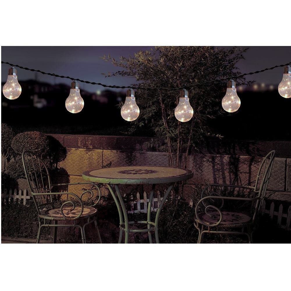 Seasonals LED-Lichterkette 1018 Solar LED Lichterkette "Mini-Bulby" klar 10 Kunstst. Birnen 190cm
