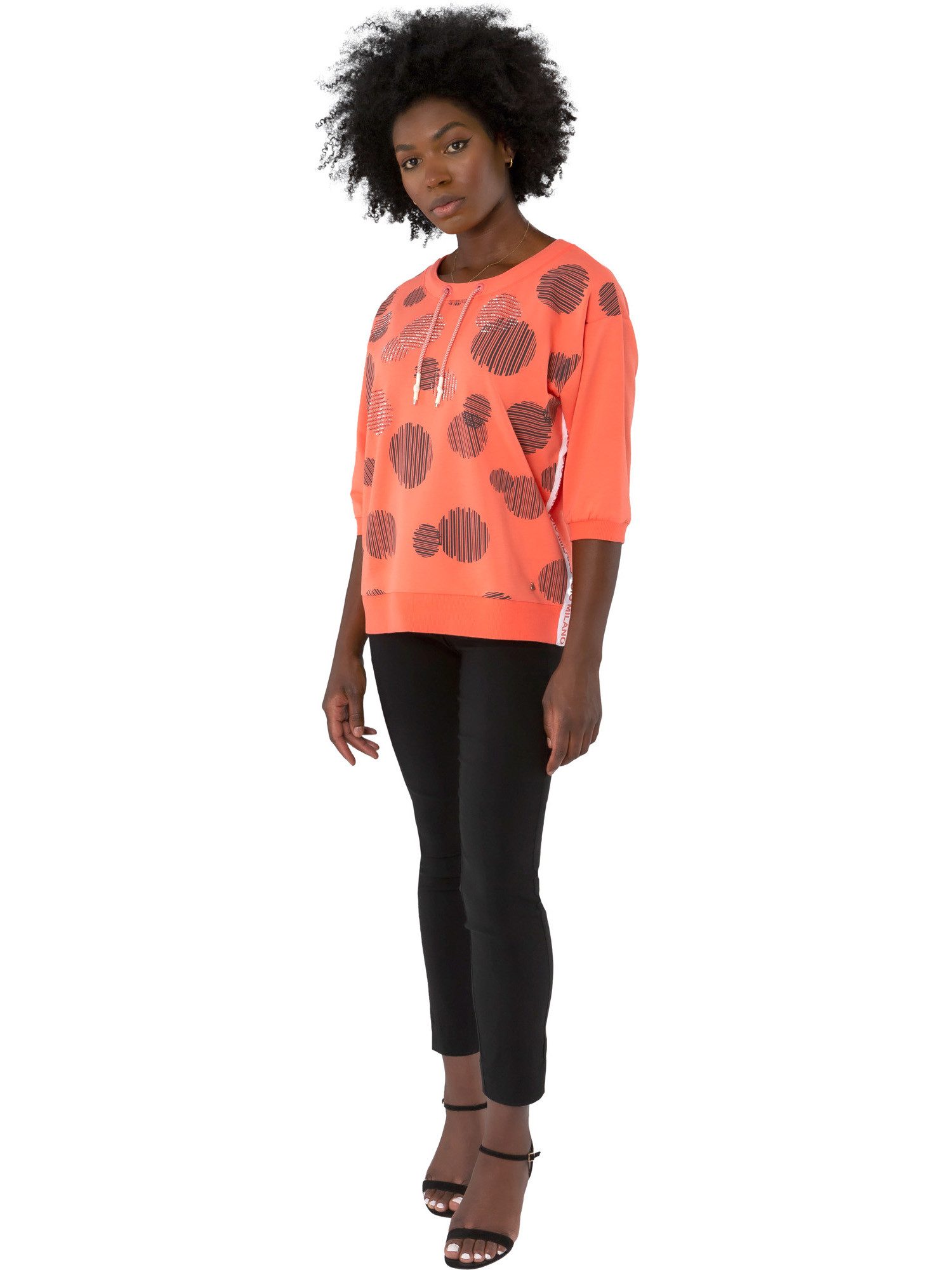 Gio Milano Sweatshirt G30-1101, Sweatshirt mit Kreisen und Strassbesatz Dek günstig online kaufen