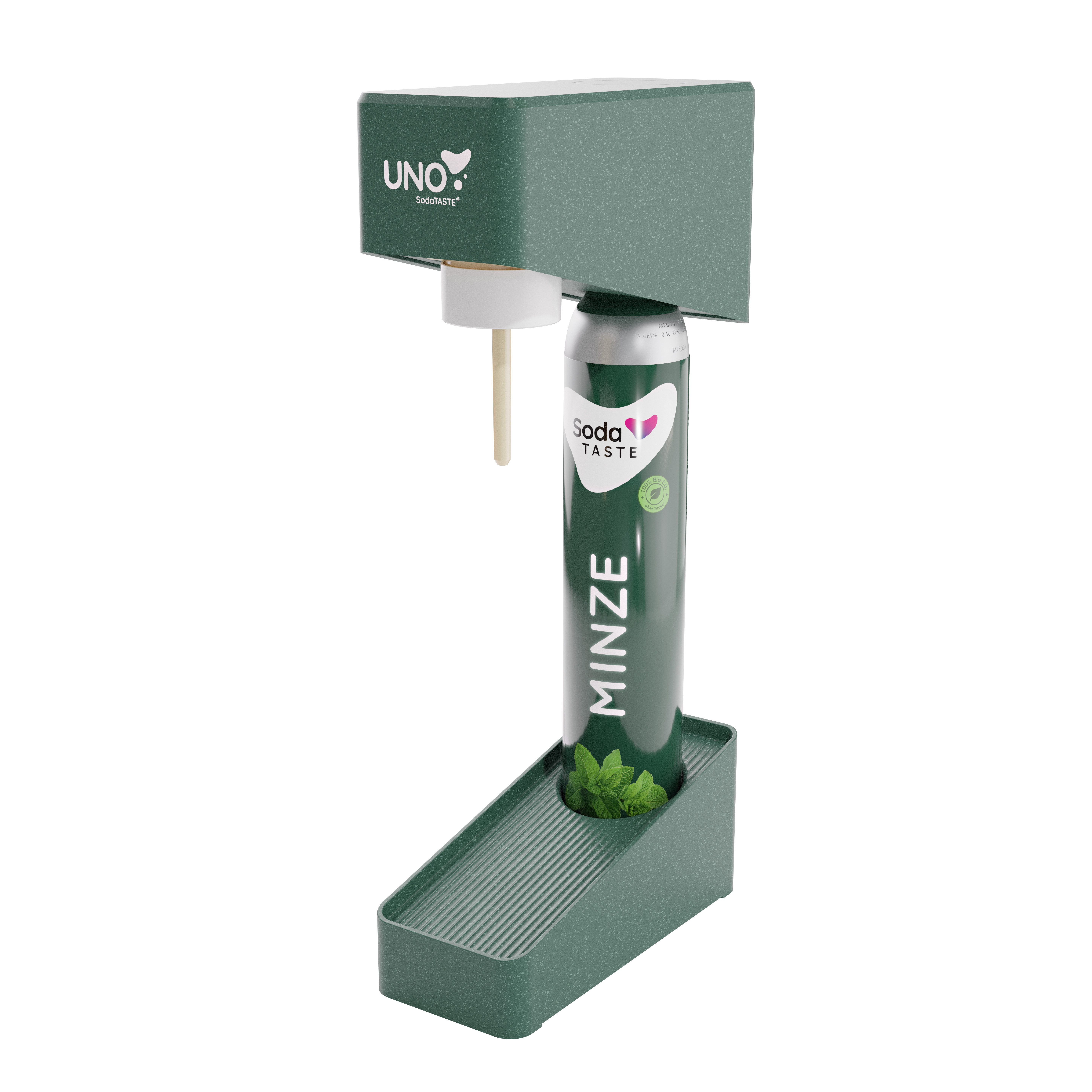 SodaTASTE Wassersprudler SodaTASTE UNO Wassersprudler Set inkl. Flasche & CO2-Zylinder, (Wassersprudler, CO₂-Zylinder, 1-Liter-Wasserflasche, Abtropfhalterung), Kompatibel mit Standard-Drehgewinde
