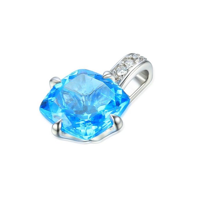 Stella-Jewellery Kettenanhänger 585er Weissgold Anhänger Blautopas 2 55ct./5 Diam. (inkl. Etui) Blautopas ca. 2 55 ct./5 x Diamanten zus. 0 04ct.