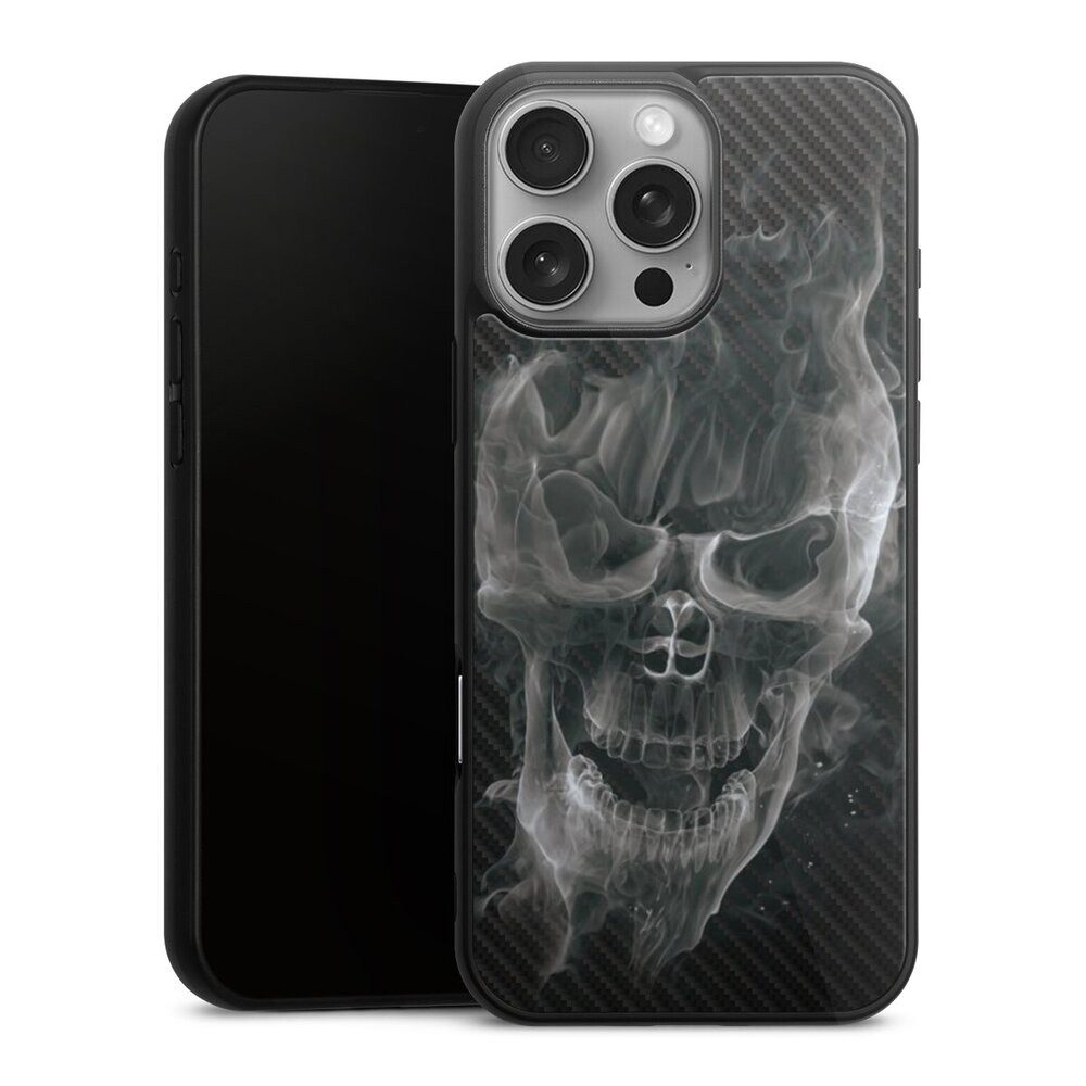 Handyhülle Totenkopf Schädel Carbon Smoke Skull Carbon