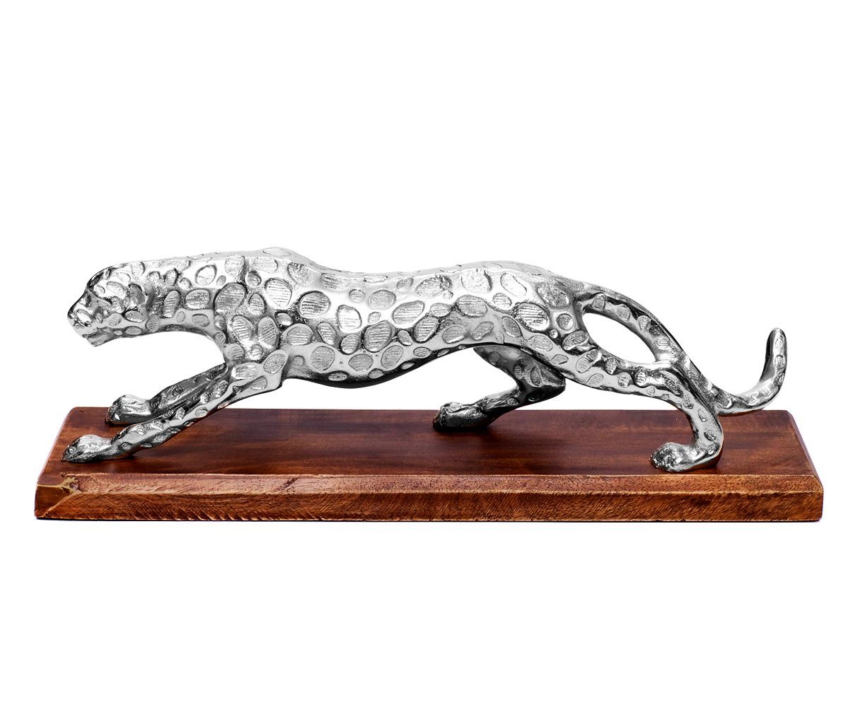 Brillibrum Dekofigur Panther Figur Metall Skulptur Leopard Deko Figur Panther Silber