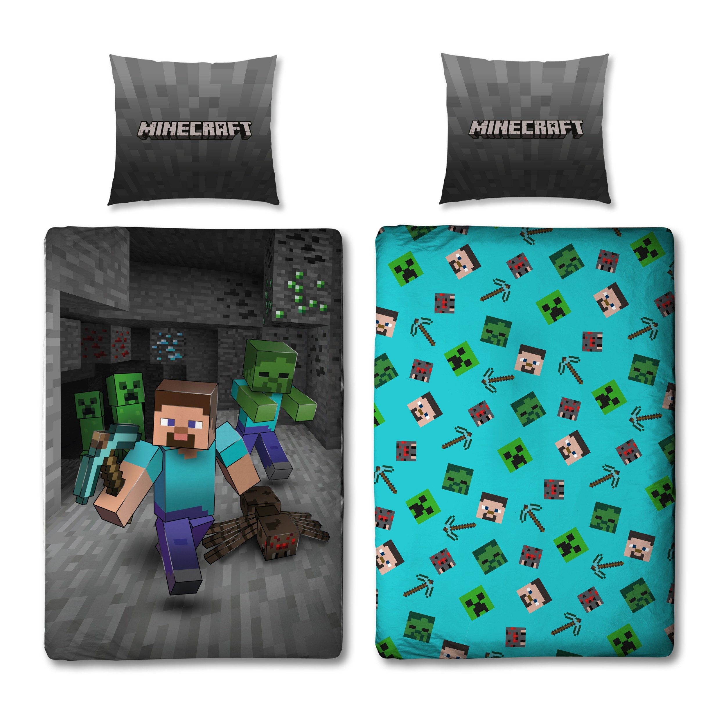 Familando Kinderbettwäsche Minecraft "Ores" 2-teiliges Set 135x200 80x80 cm günstig online kaufen
