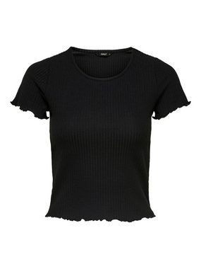 ONLY T-Shirt Only Damen Basic T-Shirt Crop-Top OnlEmma Rundhals kurz-arm Rüschen
