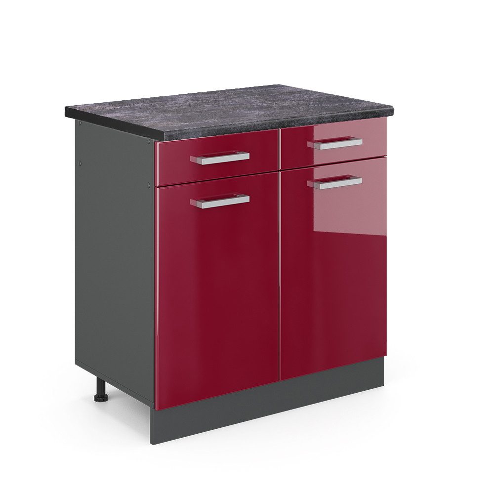 Vicco Unterschrank R-Line, Bordeaux Hochglanz/Anthrazit, 80 günstig online kaufen