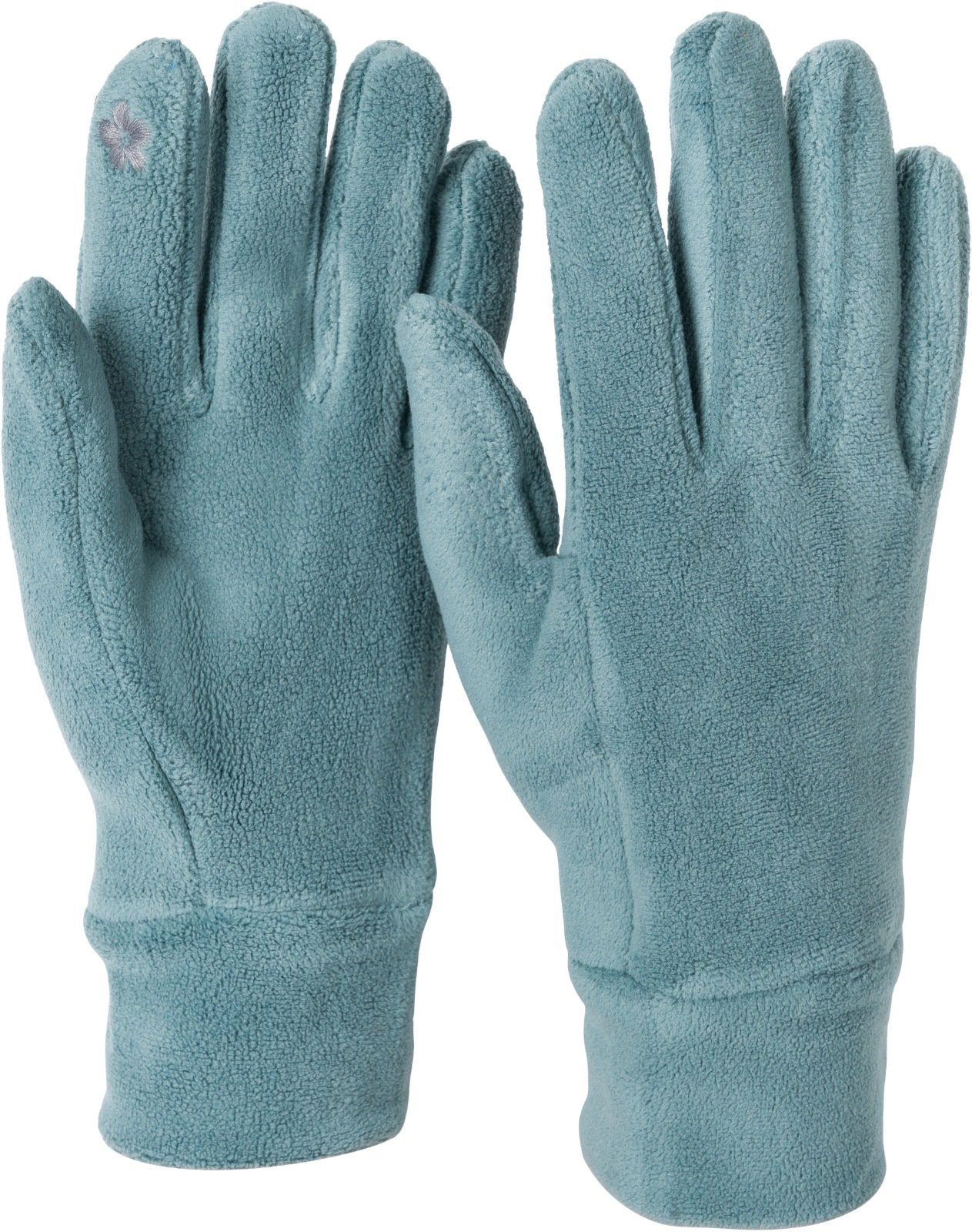 styleBREAKER Fleecehandschuhe Einfarbige Touchscreen Fleece Handschuhe Taubenblau