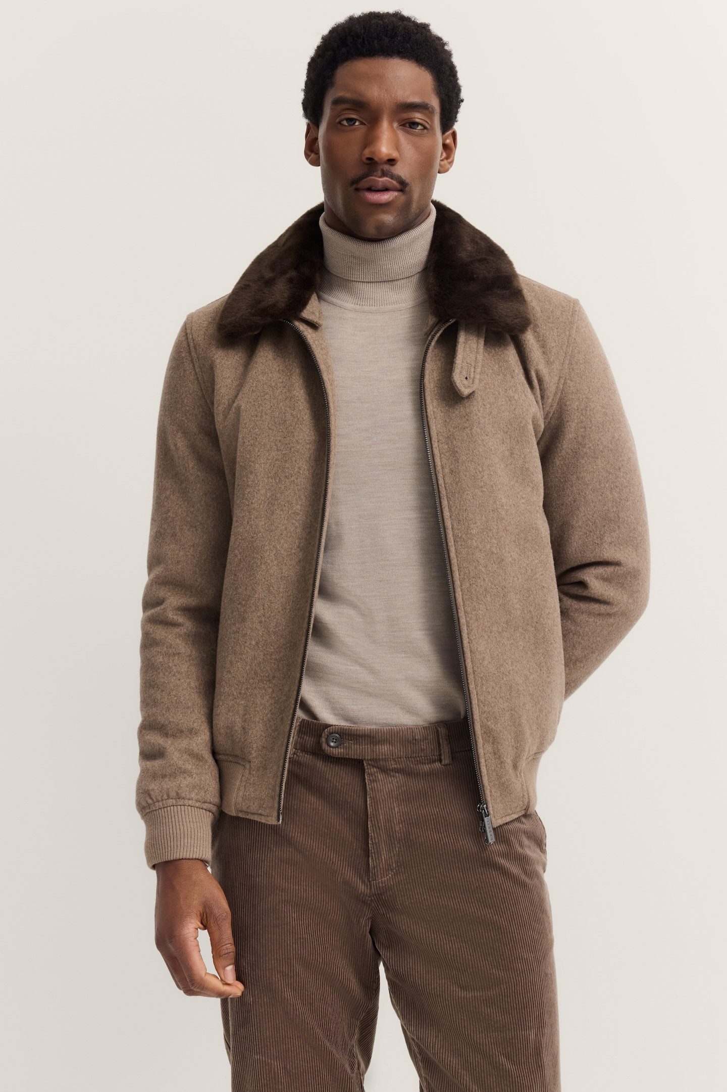 bugatti Wolljacke Modern Fit mit abnehmbarem Kunstfellkragen günstig online kaufen