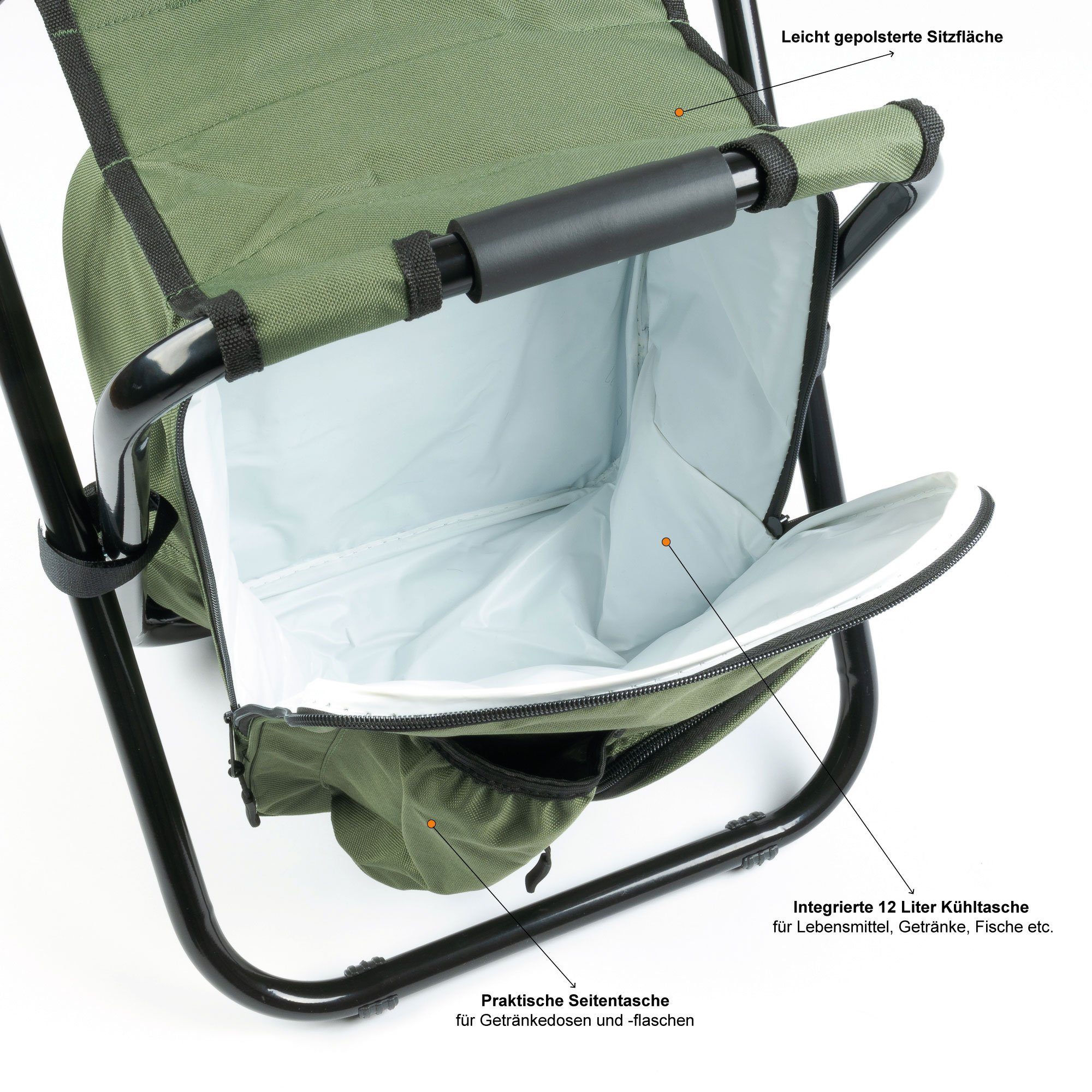 Zite Angelstuhl - Angelhocker mit Kühlfach & Rucksackfunktion