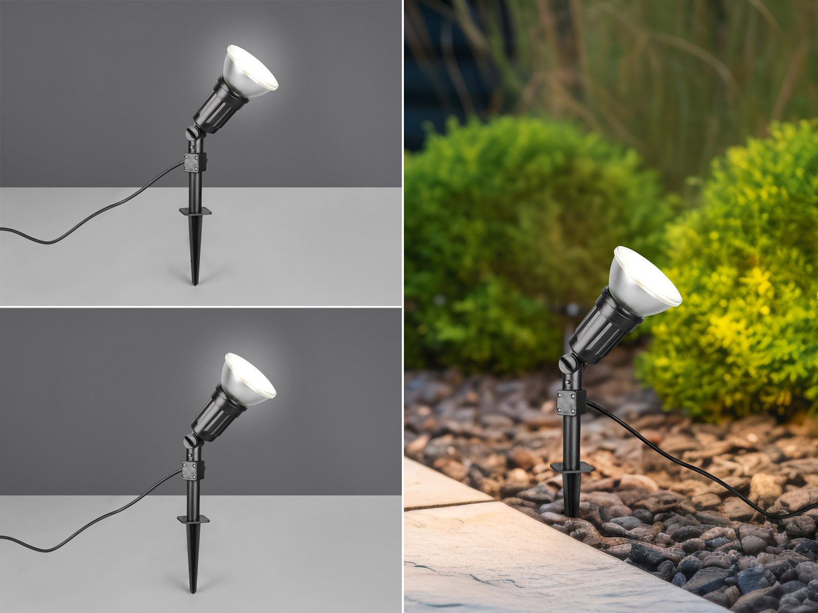 Reality Leuchten LED Gartenstrahler, LED wechselbar, neutralweiß, 2er Set Baum-strahler mit Erdpieß indirekte Garten-beleuchtung, H:51cm