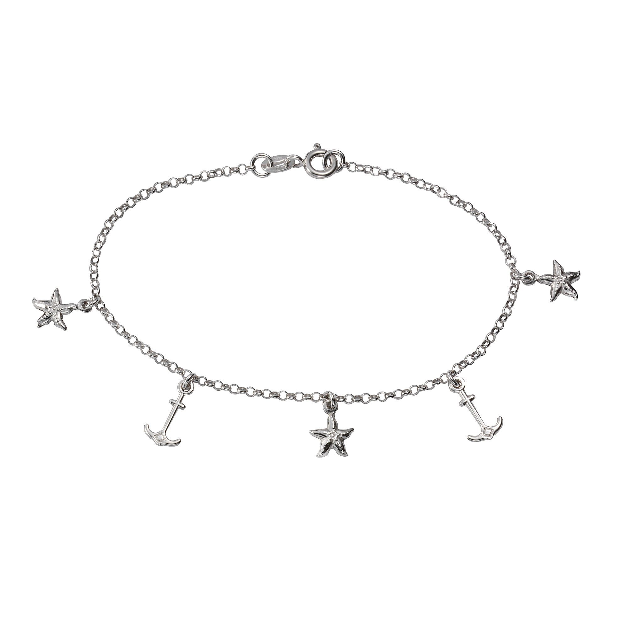 Armband 925 Silber rhodiniert Anker Seestern