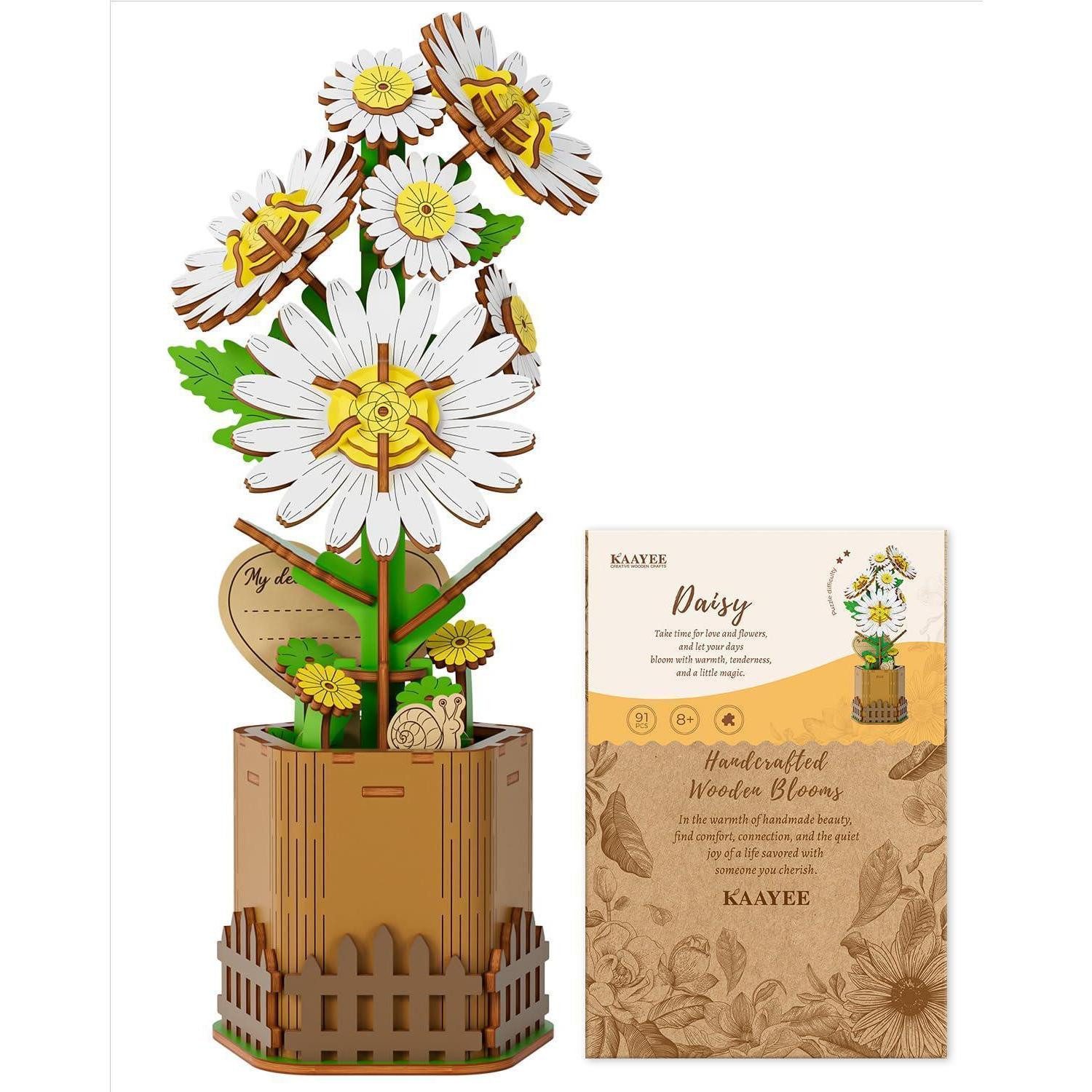 LuxusKollektion 3D-Puzzle 3D Puzzle Holzblumen Gänseblümchen, Puzzleteile