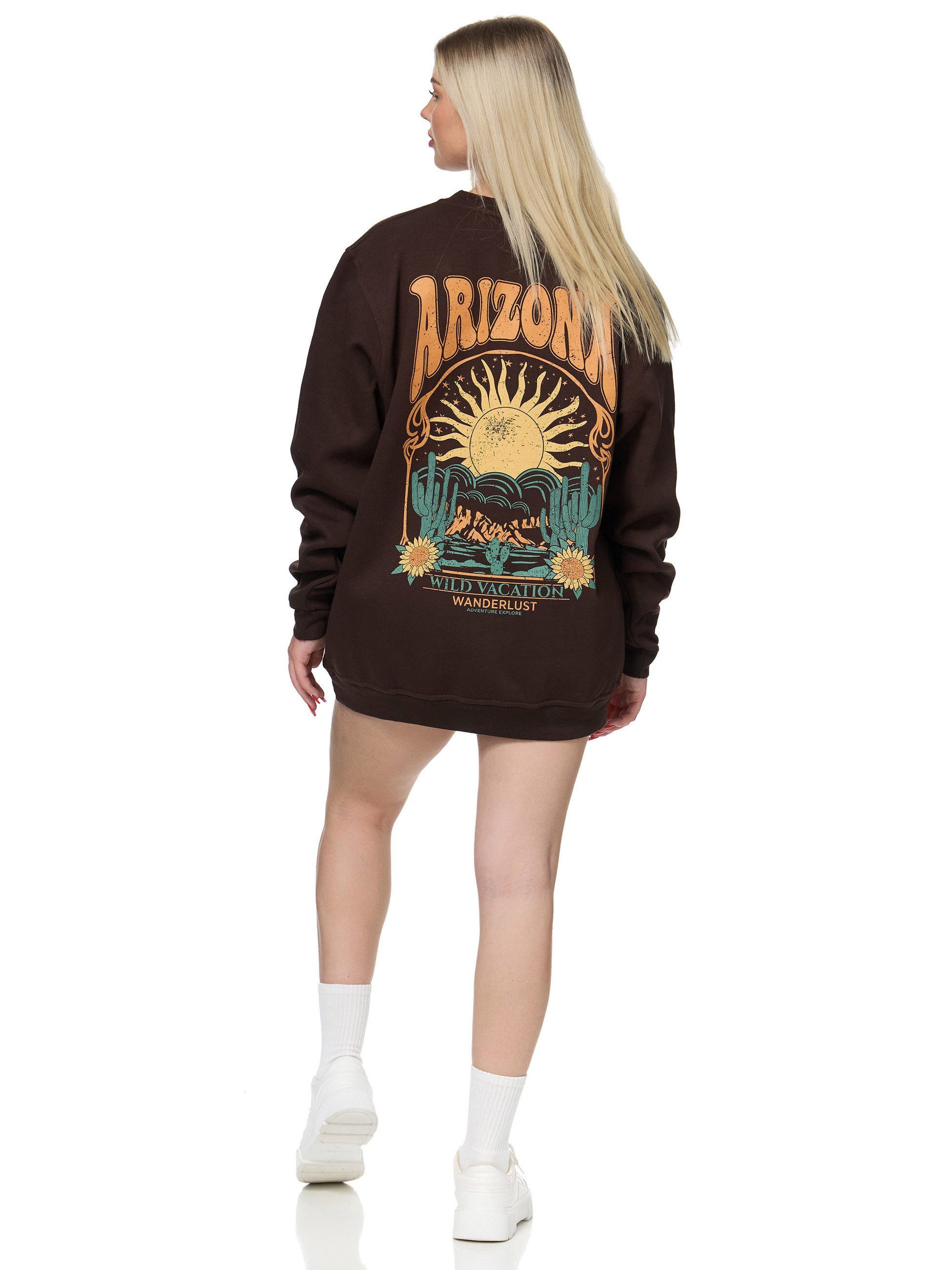 Worldclassca Longsweatshirt Worldclassca Oversized Sweatshirt ARIZONA Print Langarm Pullover