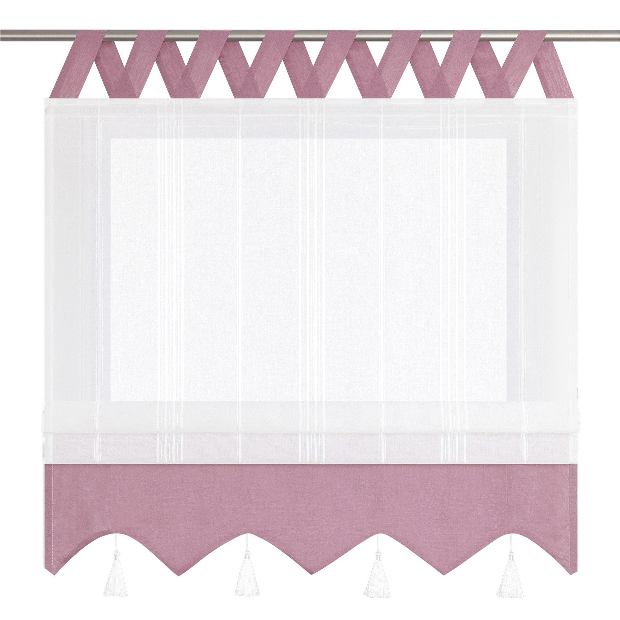 Delien Raffrollo Catrin, Leinenoptick mit V Schlaufen, abgesetzte Blende günstig online kaufen