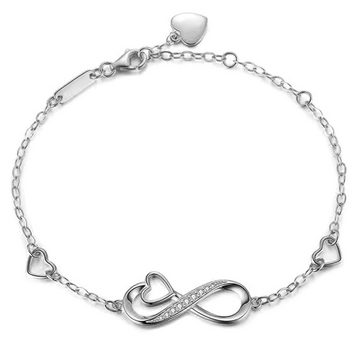 Limana Silberarmband verstellbar 925 Sterling Silber Herz Undenlichkeit-Symbol Armband (inkl. Herz Geschenk Dose), Liebe Geschenk Idee Liebesgeschenk