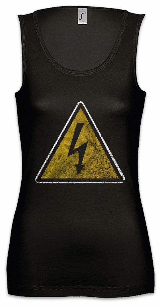 Tanktop Caution High Voltage Vintage Logo Sign Ärmelloses Damen T-Shirt