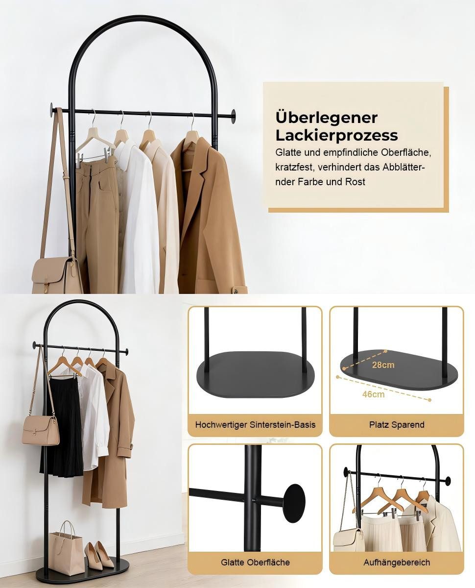 JOYOLEDER Garderobenständer 170 cm mit 2 Haken, Kleiderständer Stabiler, Garderobenständer, (für Wohnzimmer Schlafzimmer Büro, Schwarz) – Bild 3 von 5