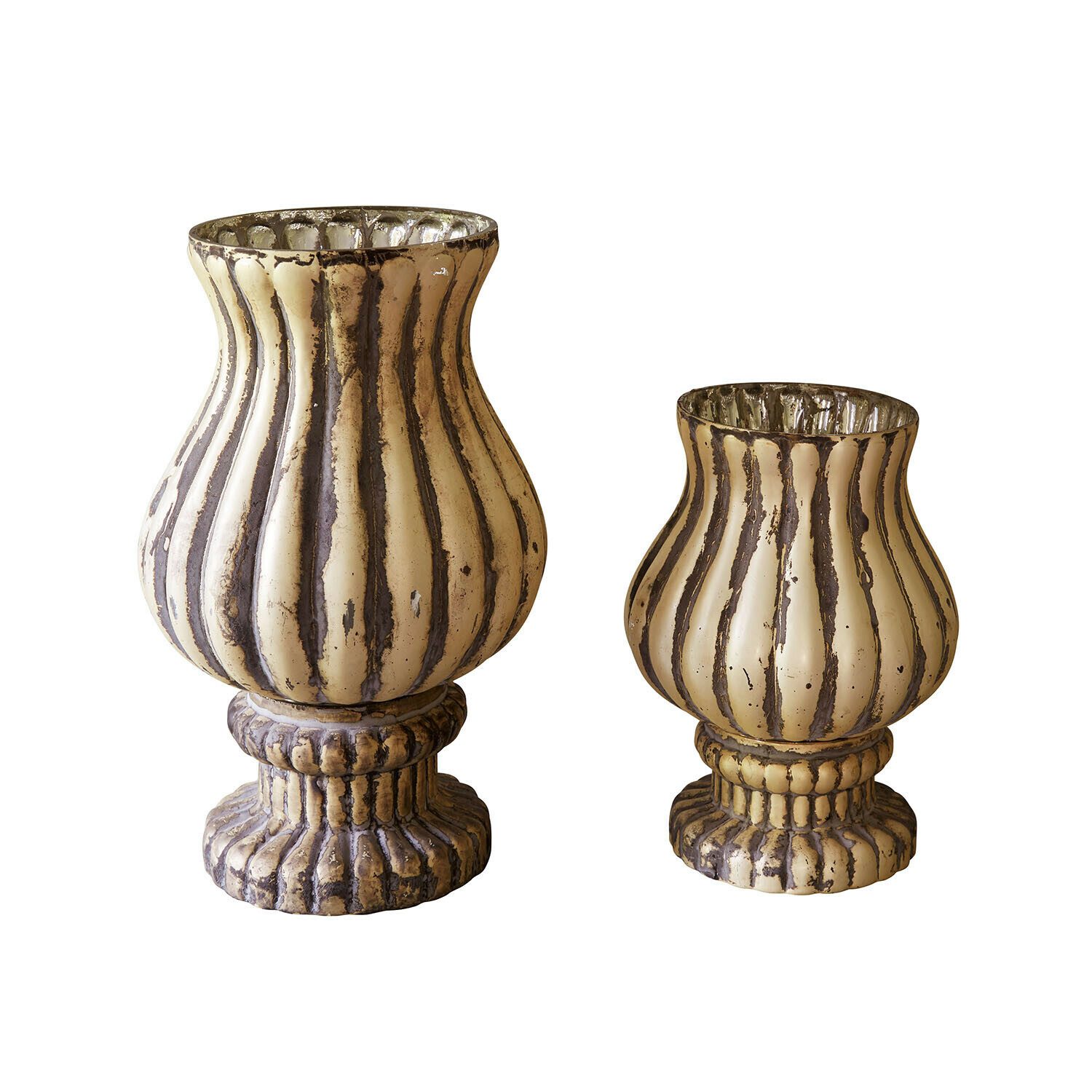 Mirabeau Windlicht Windlicht 2er Set Lunagh antikgrau/antikgold (2er Set, 2er Set)