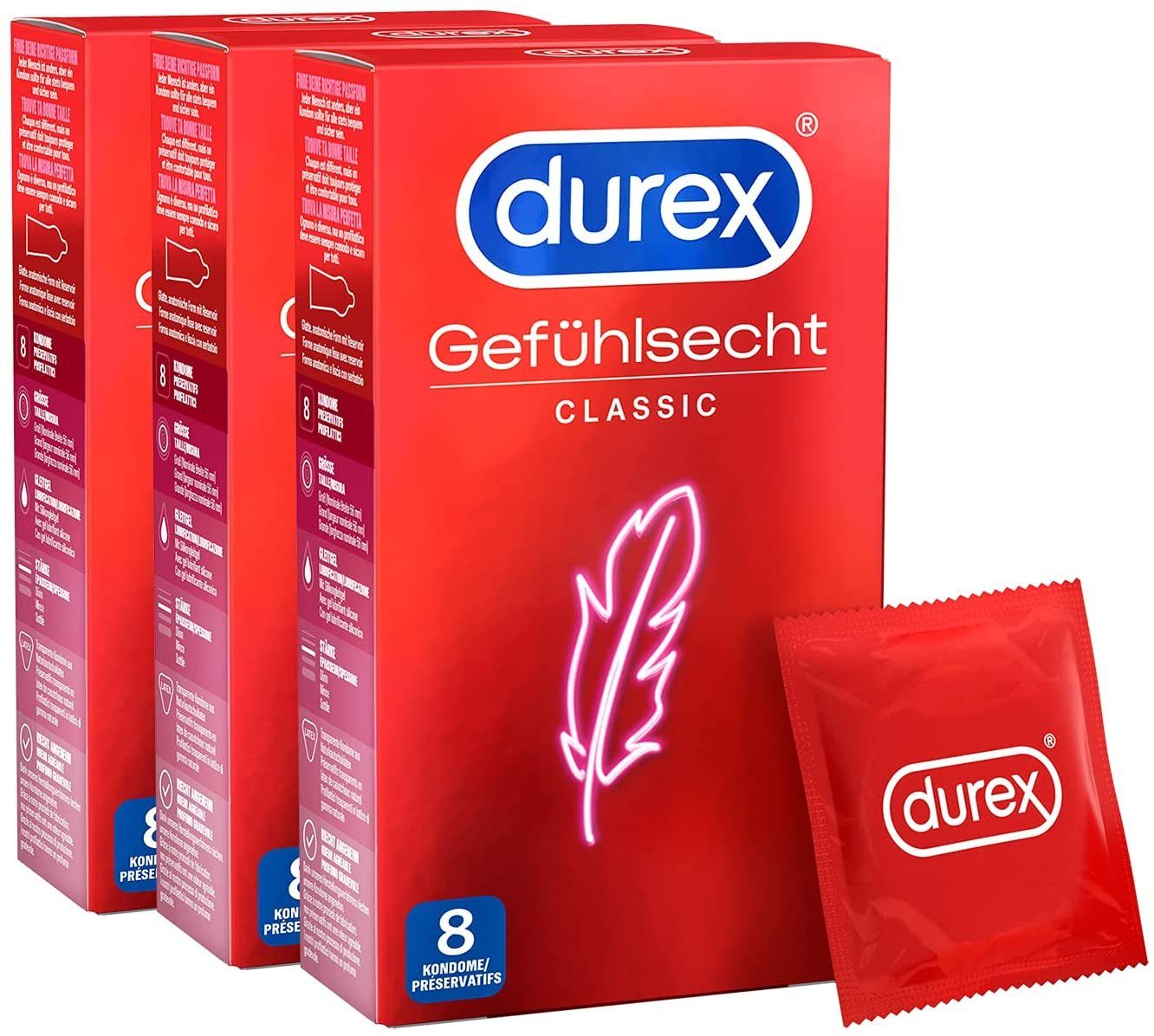 durex Kondome »Durex Gefühlsecht Classic - "Meine Größe" Kondome«