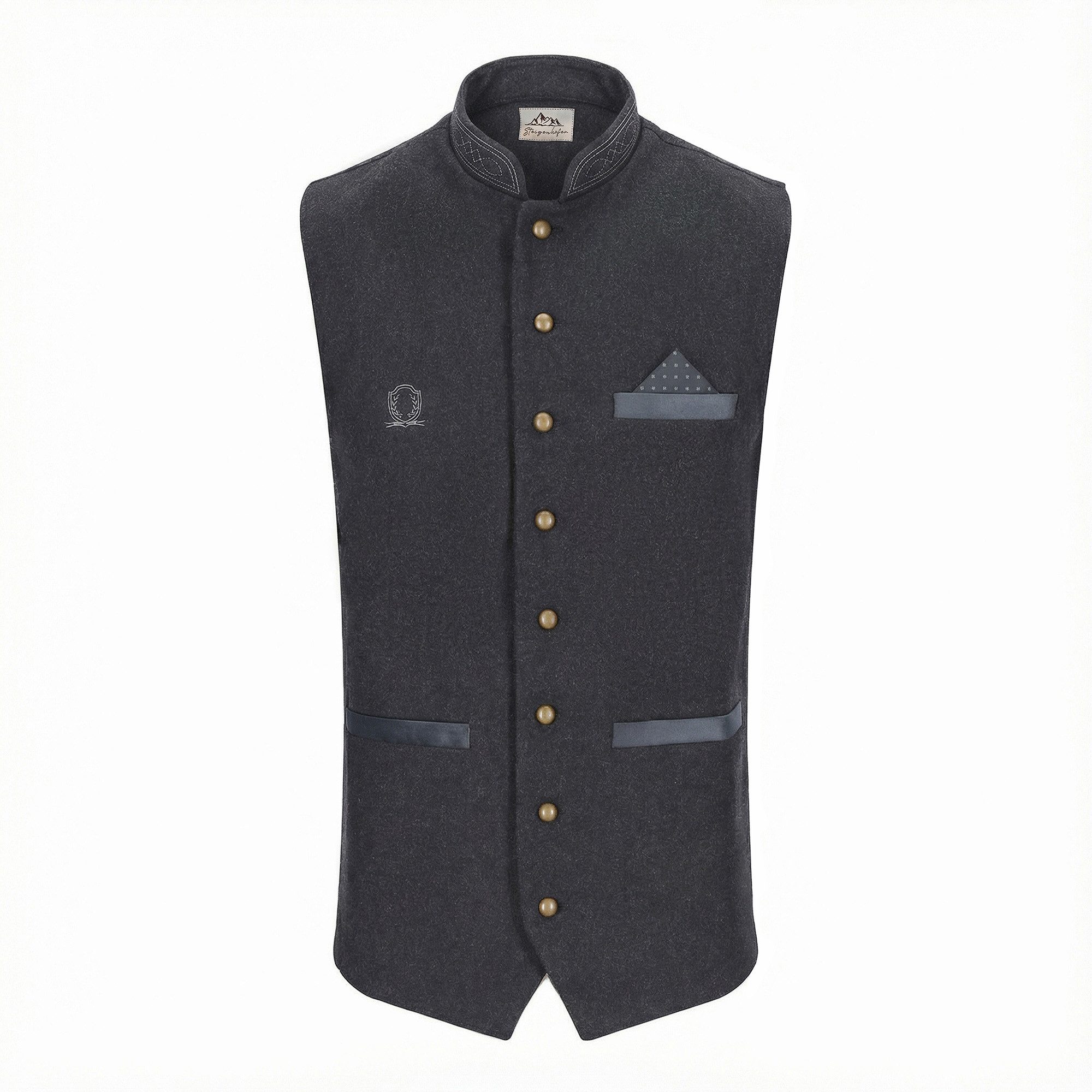 Steigenhöfer Manufaktur Trachtenweste Herren aus Baumwolle - Verstellbarer Rückenriegel - Tiefe Taschen Traditionelle Kugelknöpfe - Einstecktuch - Für ihr Oktoberfest Outfit