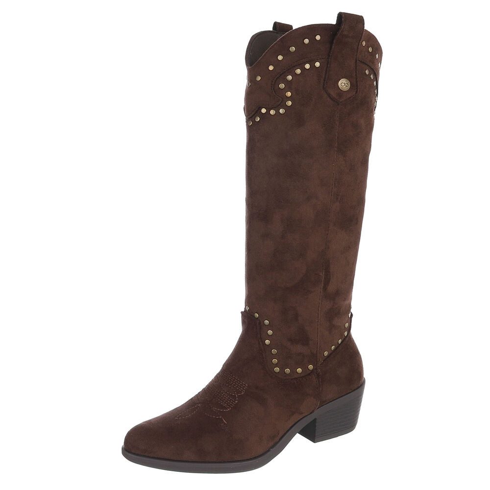 Ital-Design Modische Stiefelette mit Reißverschluss und Perforation Western günstig online kaufen