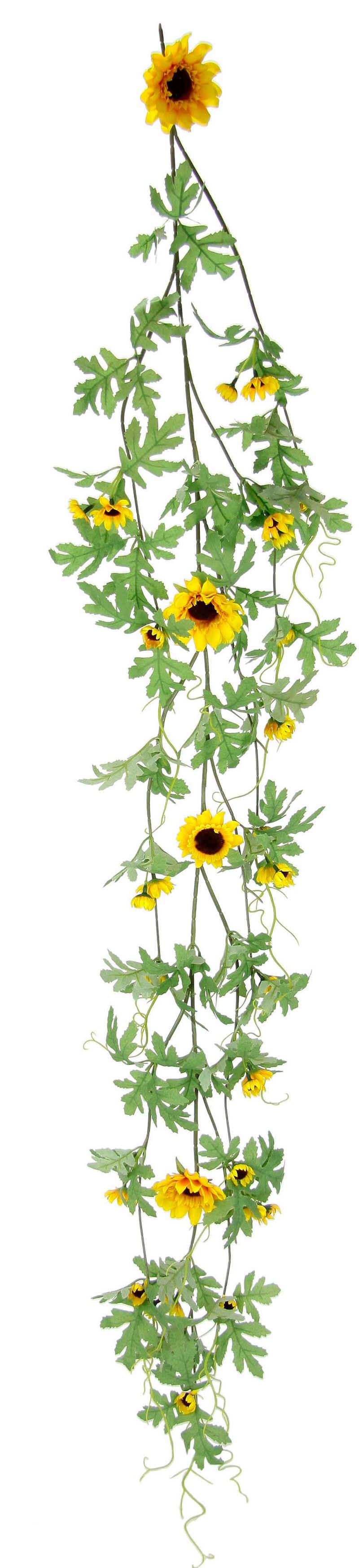 Kunstblume Sonnenblumenranke, I.GE.A., Höhe 125 cm, Künstlich Sonnenblumen Girlande Reben Hochzeit Landhaus Blumenkette