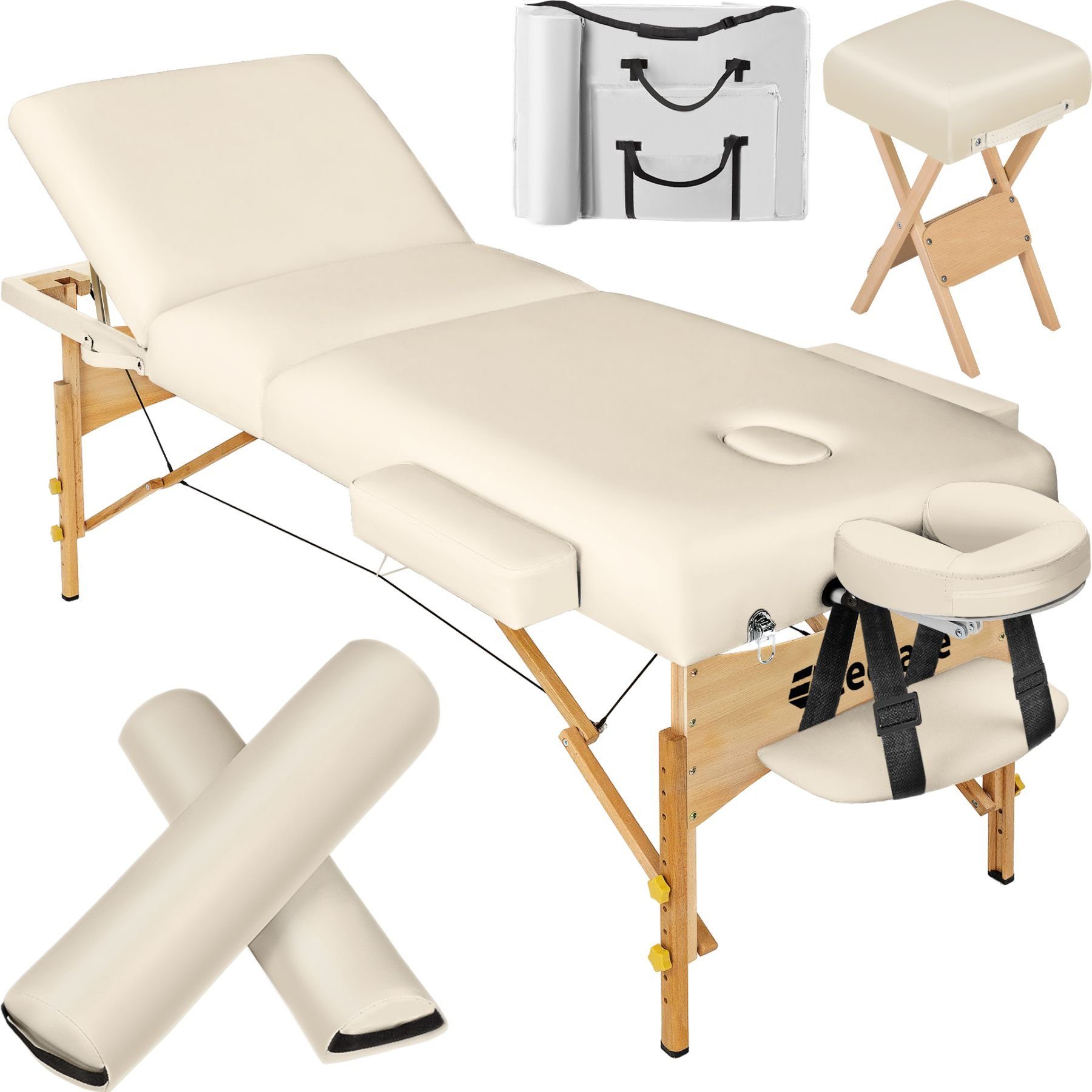 tectake Massageliege 3 Zonen Massageliege-Set mit 10cm Polsterung, (Set, 1-St., mit Tragetasche)