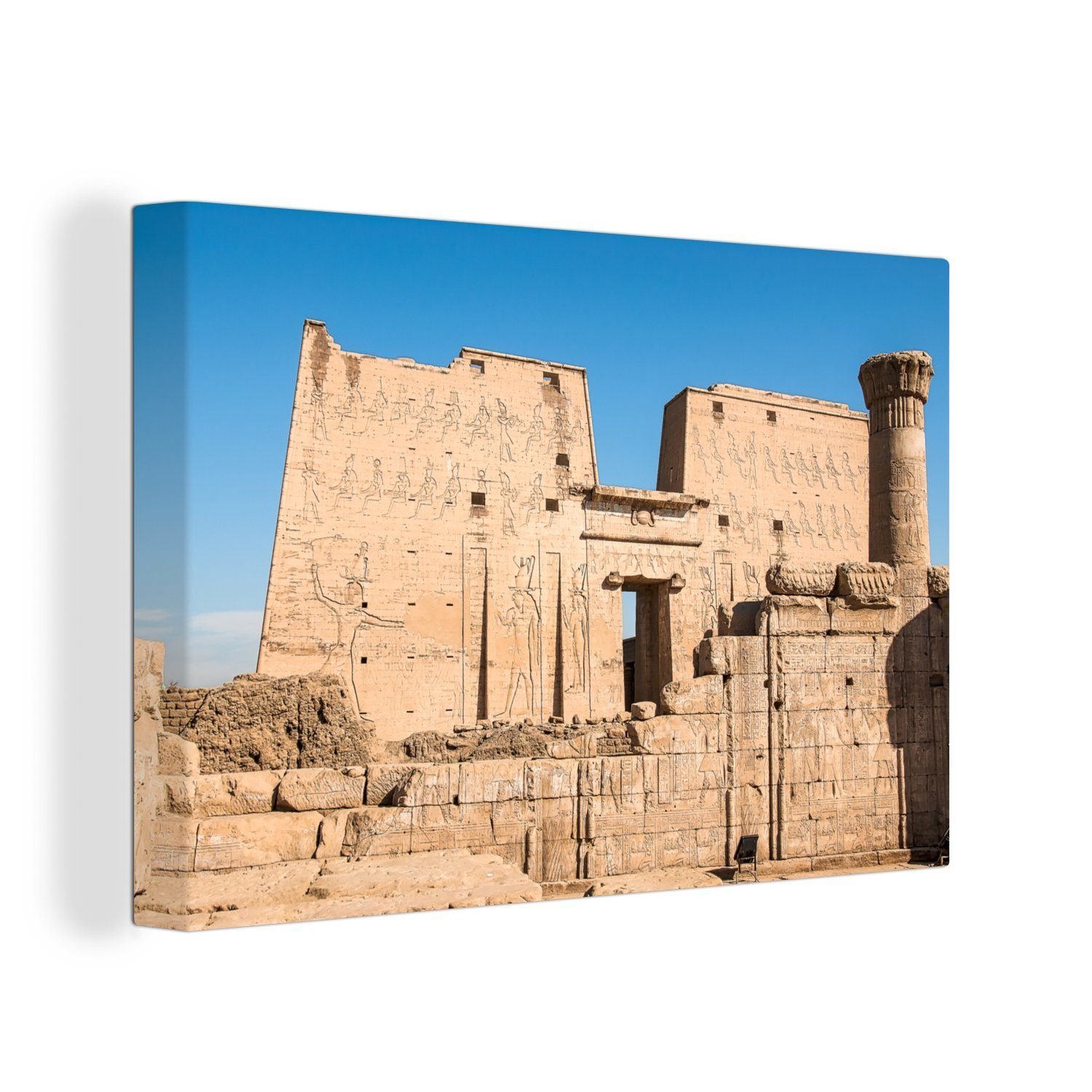 OneMillionCanvasses® Leinwandbild Der Tempel des Horus im Sonnenlicht Ägyptens, (1 St), Wandbild Leinwandbilder, Aufhängefertig, Wanddeko, 30x20 cm