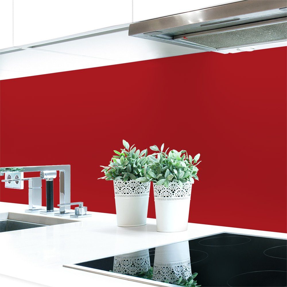 DRUCK-EXPERT Küchenrückwand Küchenrückwand Rottöne 2 Unifarben Premium Hart-PVC 0,4 mm selbstklebend Orientrot ~ RAL 3031 | Küchenrückwände