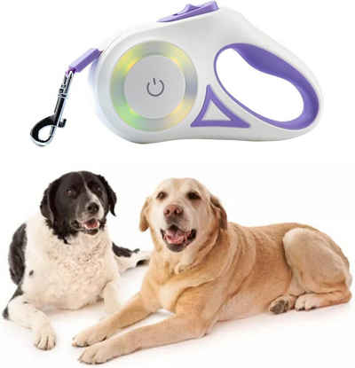 KINOMI Hundeleine Hundeleinen-Führungsstange Hundeleine Ausziehbar 3M/5M, ABS, (Automatisch einziehbares Hundeseil mit LED-Taschenlampe), Geeignet für kleine Hunde wie mittelgroße Hunde