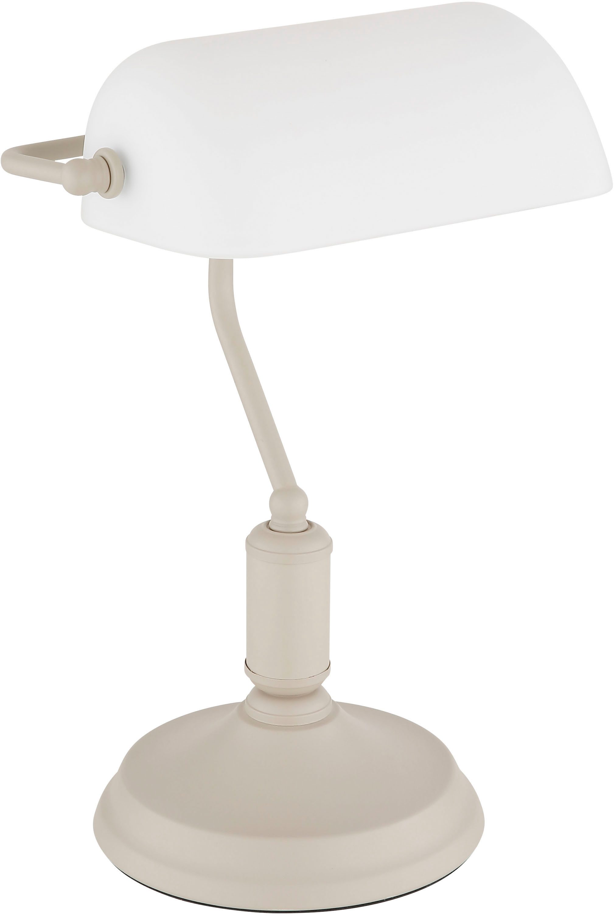 OTTO home Tischleuchte Lirria Bankerslamp, Ein-/Ausschalter, ohne Leuchtmittel, Wippschalter am Kabel, Bankerlampe, beige, Vintage
