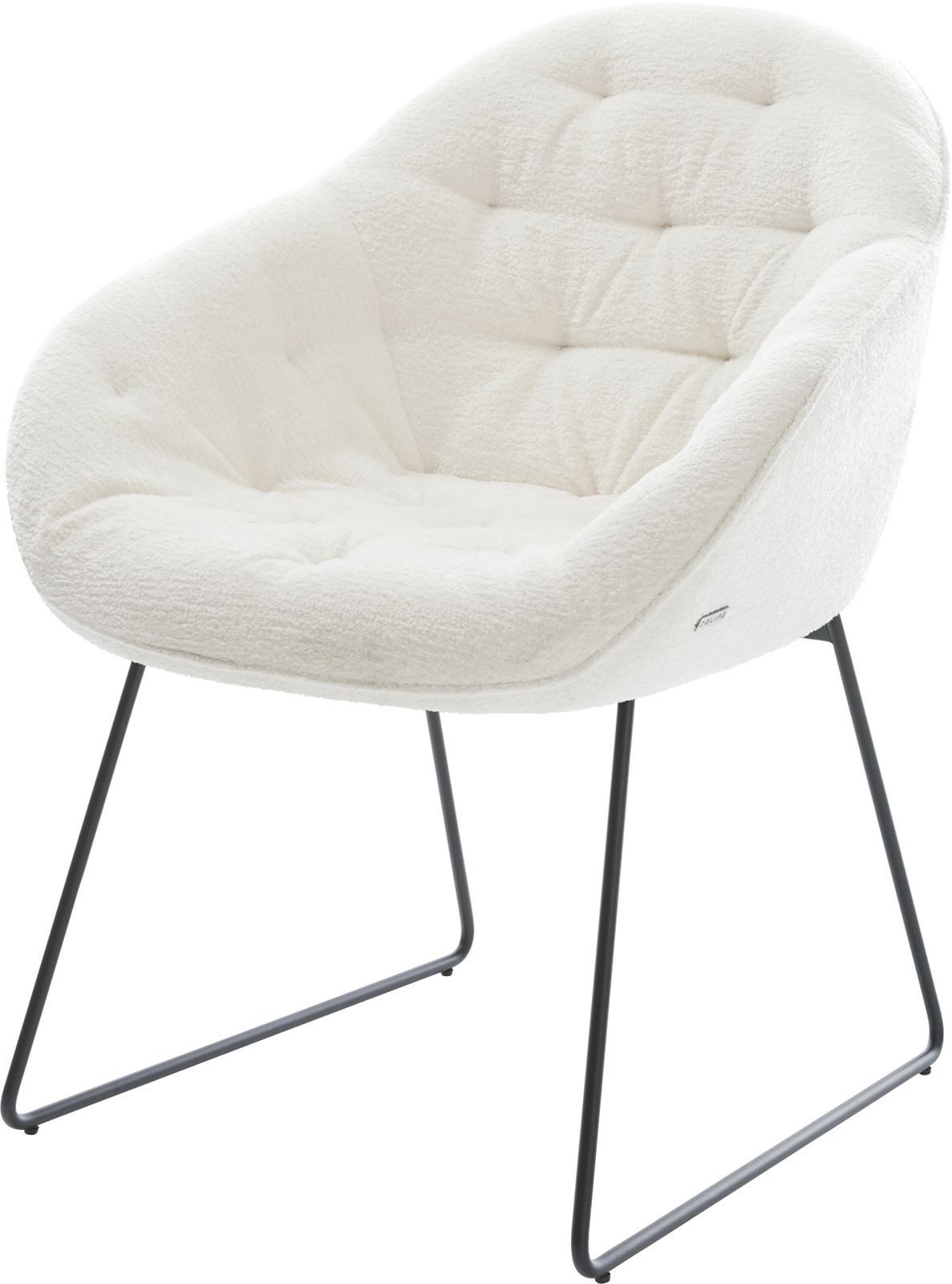 DELIFE Polsterstuhl Gaio-Flex, Kufengestell Schwarz Bouclé Soft Beige