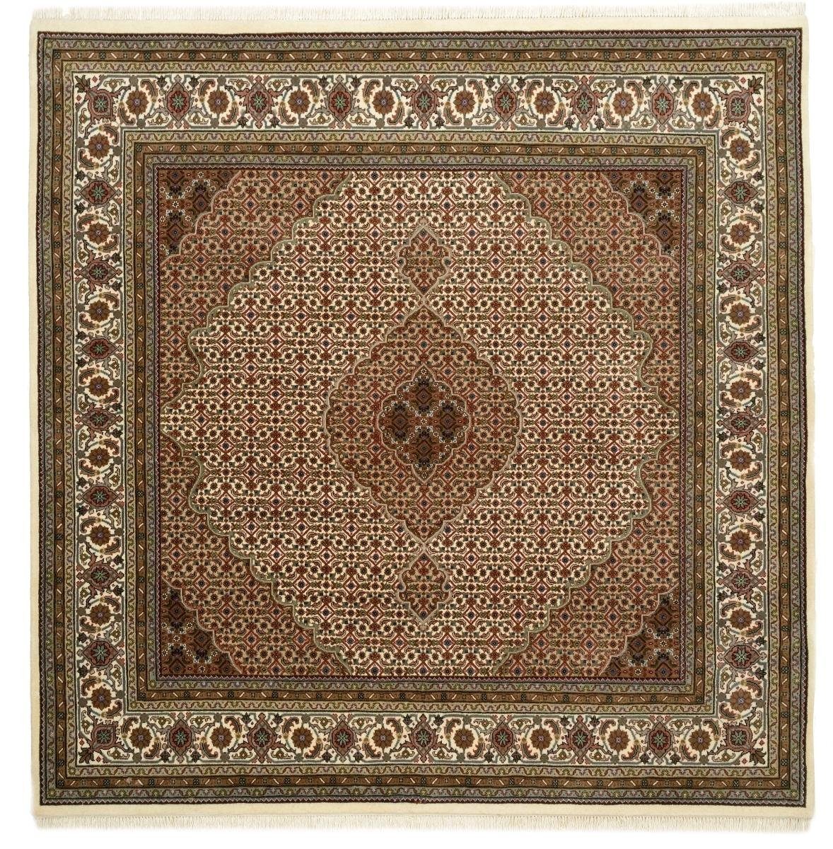 Orientteppich Indo Täbriz Mahi 201x203 Handgeknüpfter Orientteppich Quadratisch, Nain Trading, rechteckig, Höhe: 12 mm