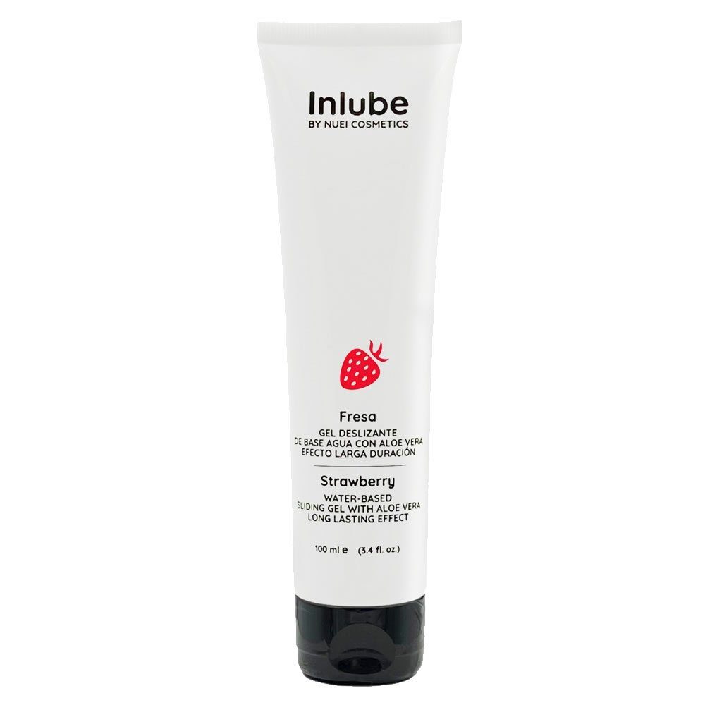 NUEI COSMETICS Inlube Gleitgel Fresa Tube 100ml, aromatisiertes (Strawberry), Gleitgel mit mit Wasserbasis Erdbeer-Geschmack, auf