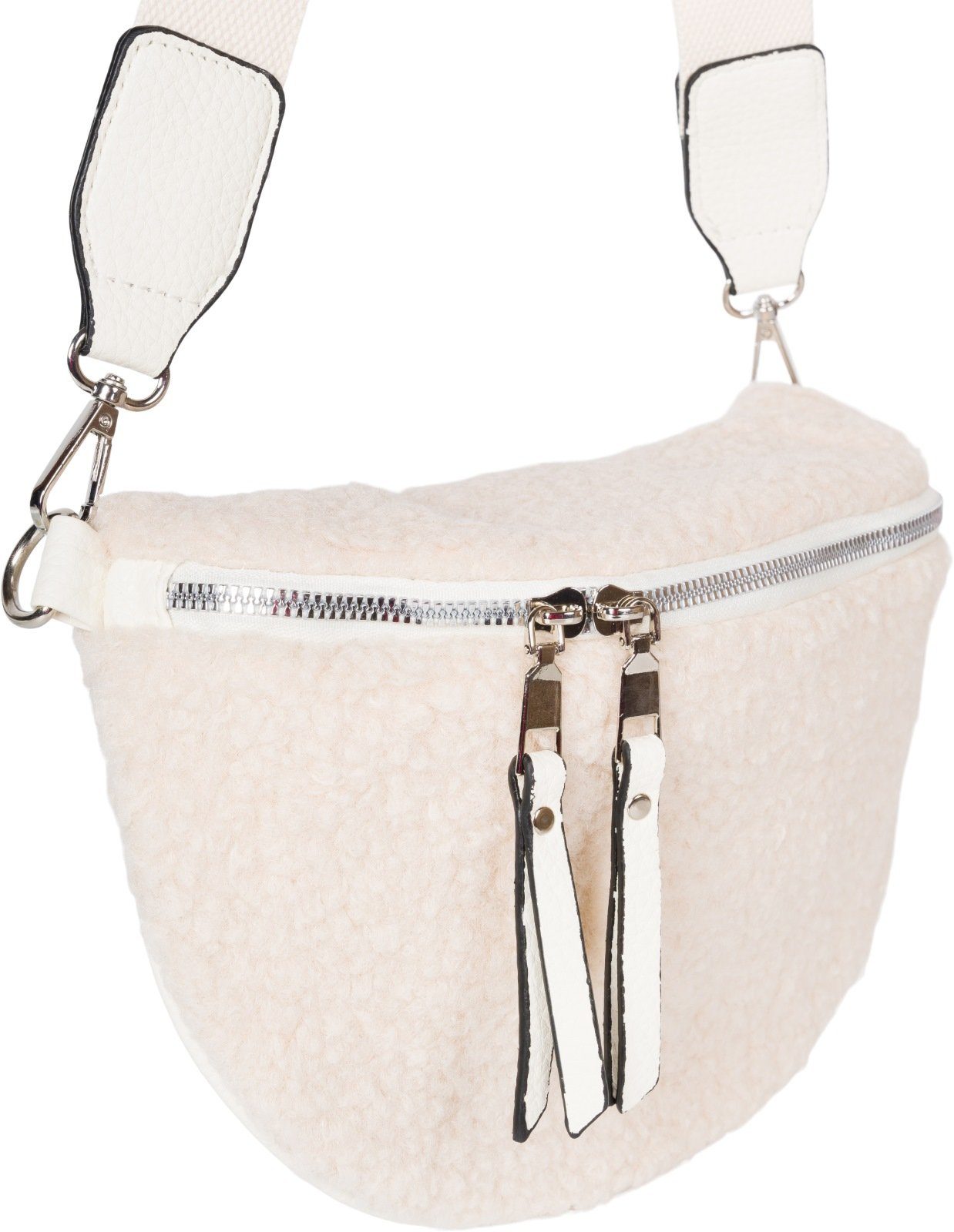 styleBREAKER Umhängetasche Teddyfell Halbmond Crossbody Bag günstig online kaufen