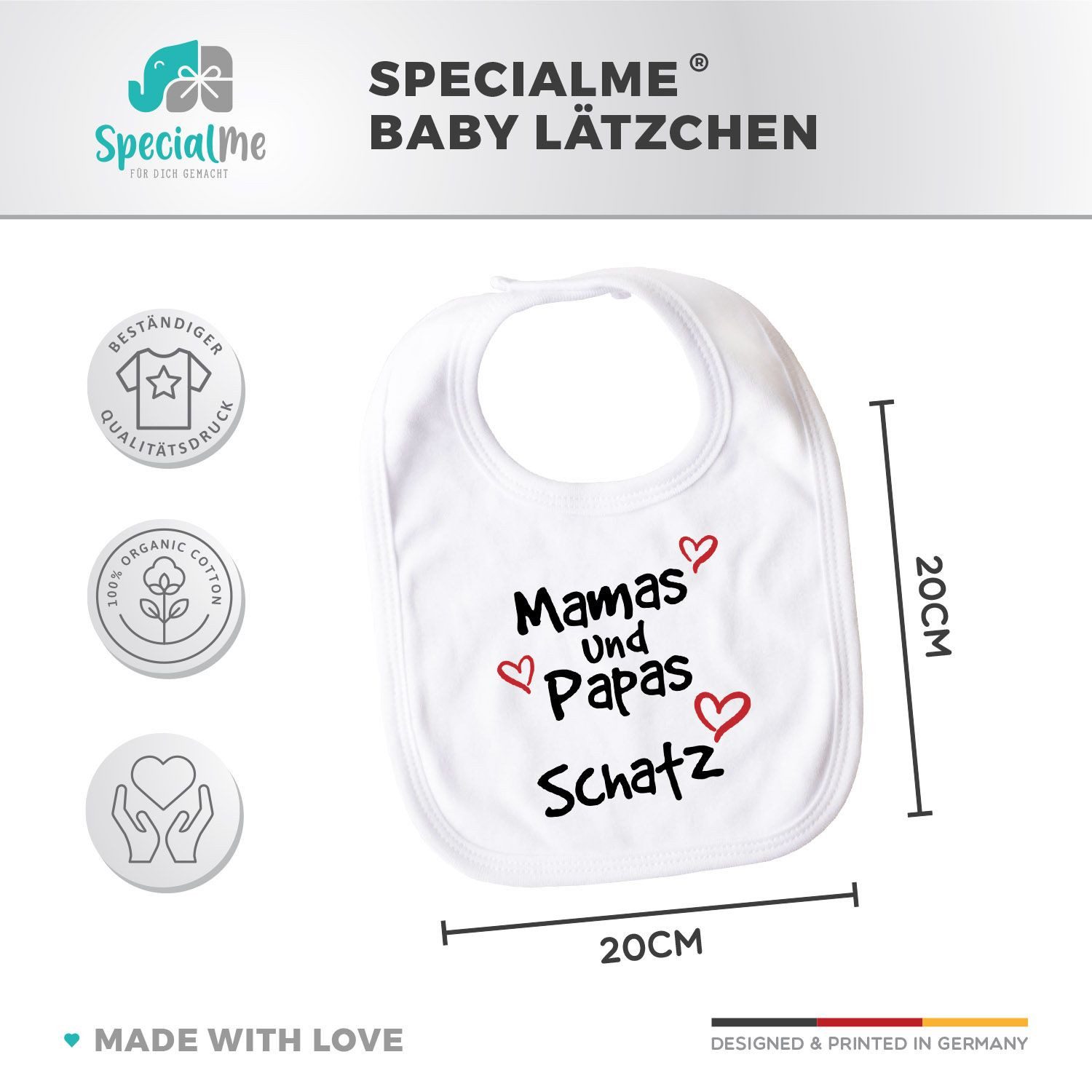 SpecialMe Lätzchen Baby Lätzchen mit Spruch Mamas/Papas Schatz Herz-Motive Baumwolle