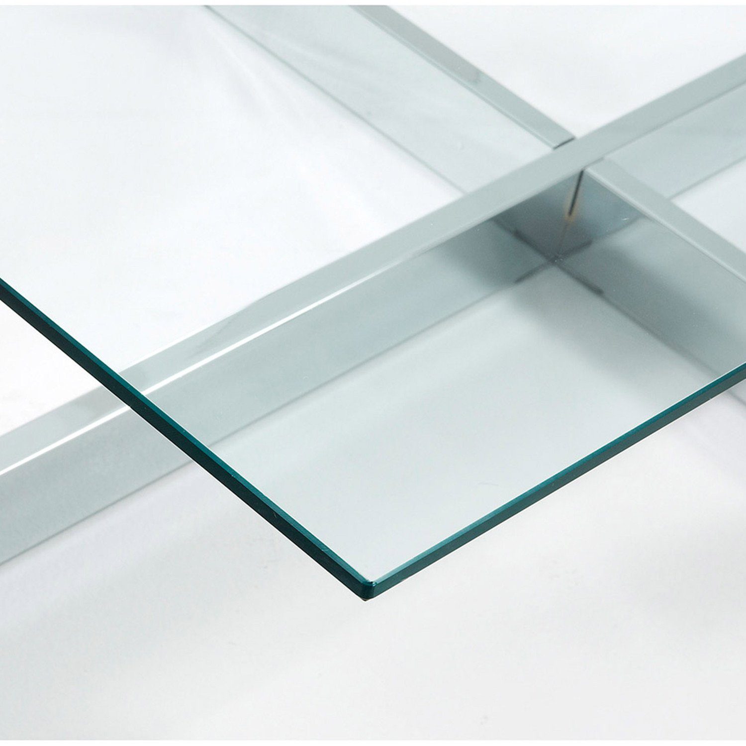 mit Couchtisch 120x70cm Glas Chrom-Finish Beistelltisch Tisch Plam Stahlstruktur Natur24