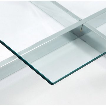 Natur24 Beistelltisch Couchtisch Plam Glas Stahlstruktur mit Chrom-Finish 120x70cm Tisch