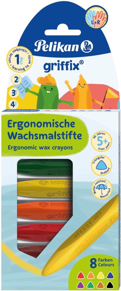 Pelikan Maltuch Wachsmalstift Dreikant Wachskreide VE=8 Farben